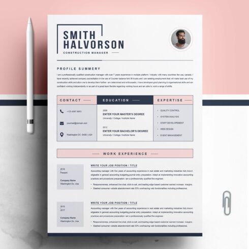 Professional Resume / CV Template cover image.