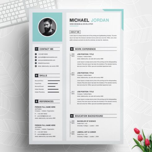 One Page Clean Resume + Cover Letter cover image.