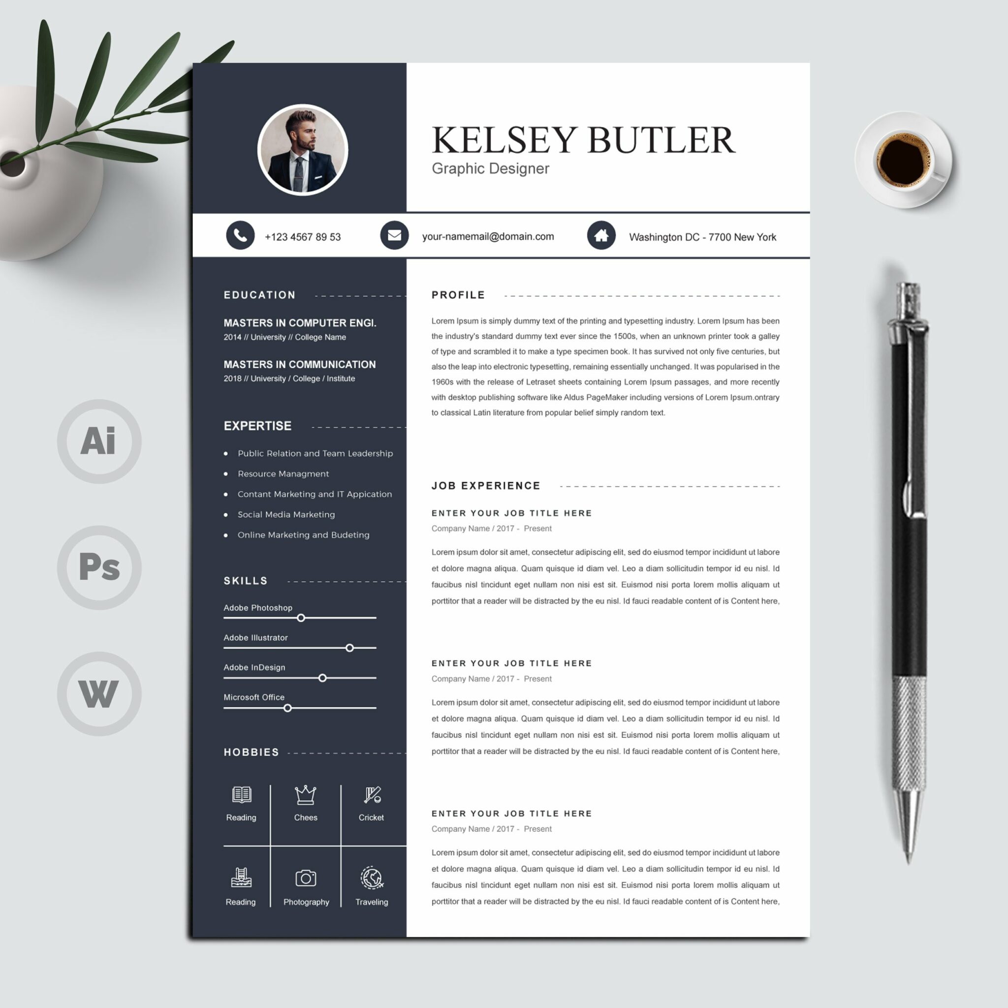 Clean & Modern Resume /CV Template - MasterBundles