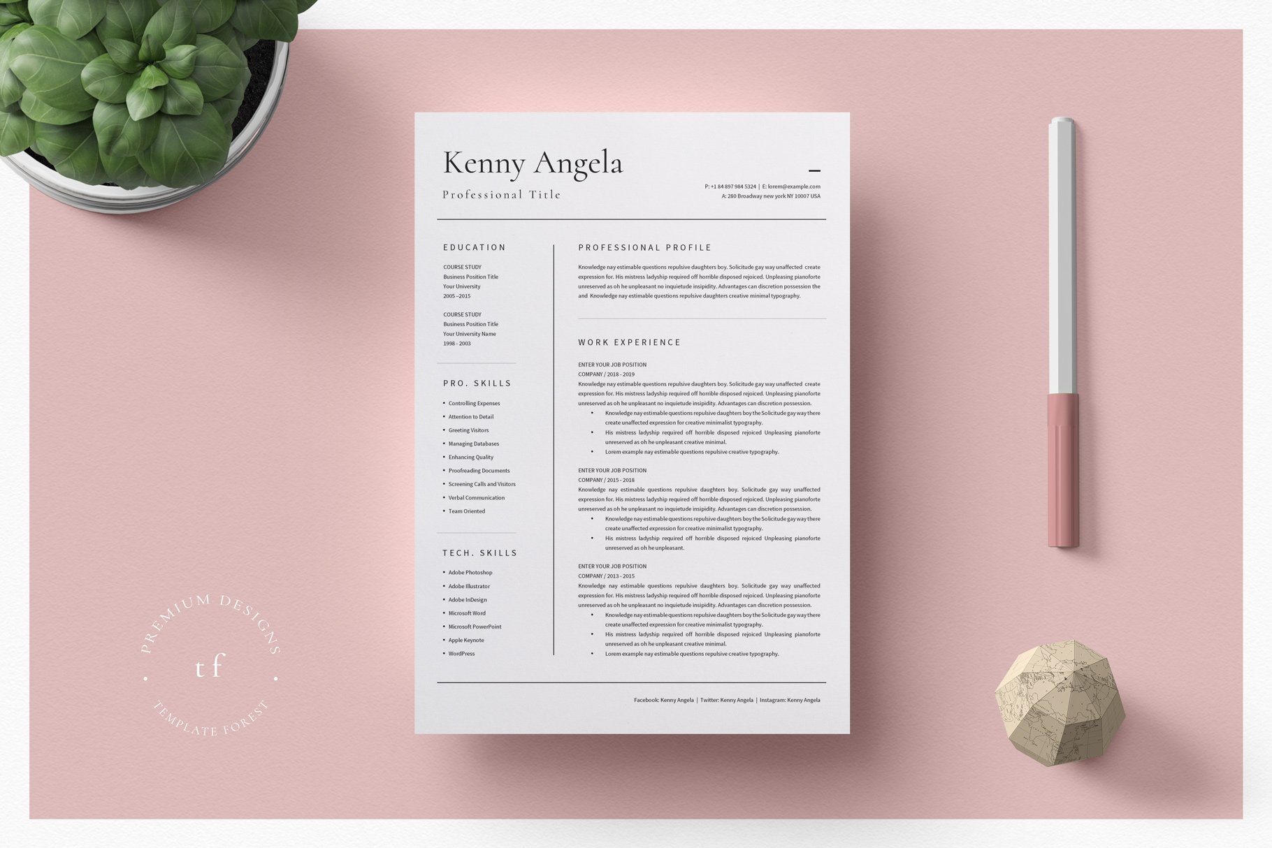Professional Resume Template Word cover image.