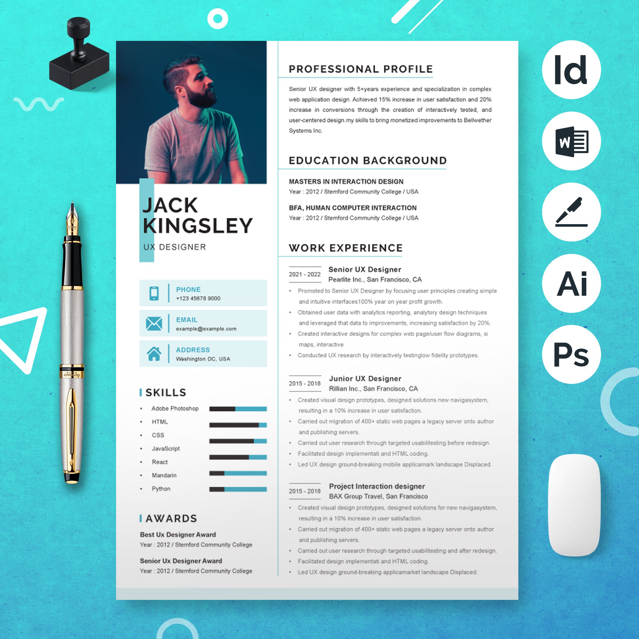 UX Designer Clean and Modern Resume cover image.