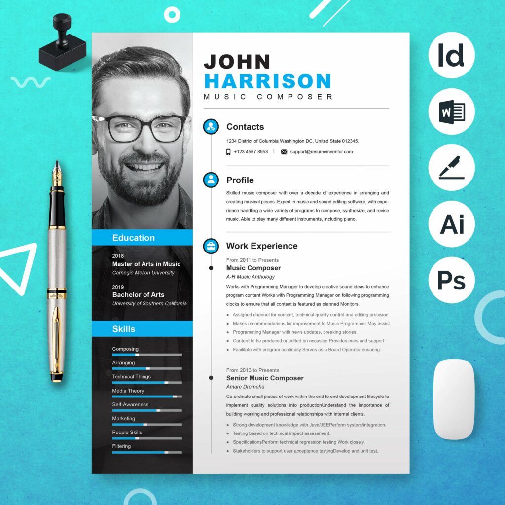 Resume Template for Music Composer – MasterBundles