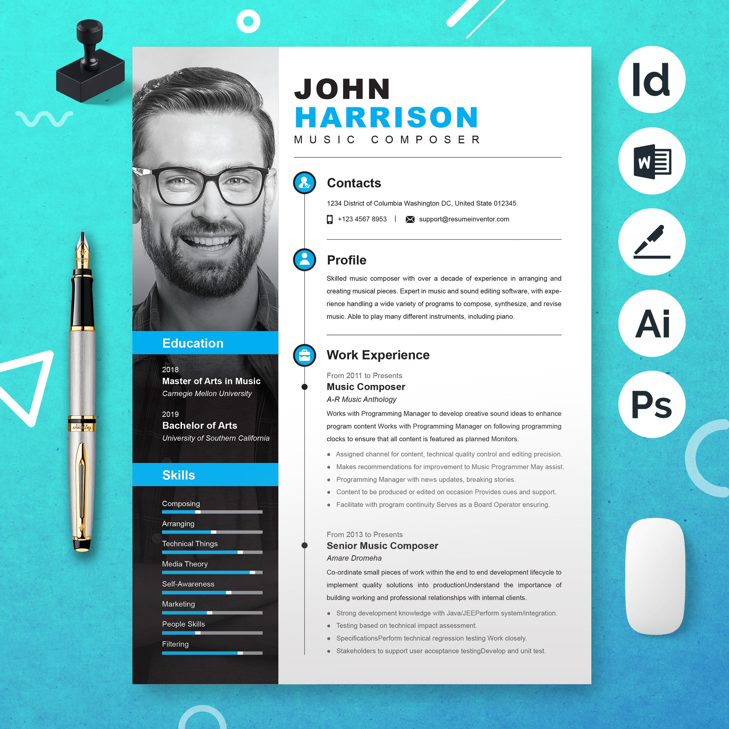 Resume Template for Music Composer cover image.