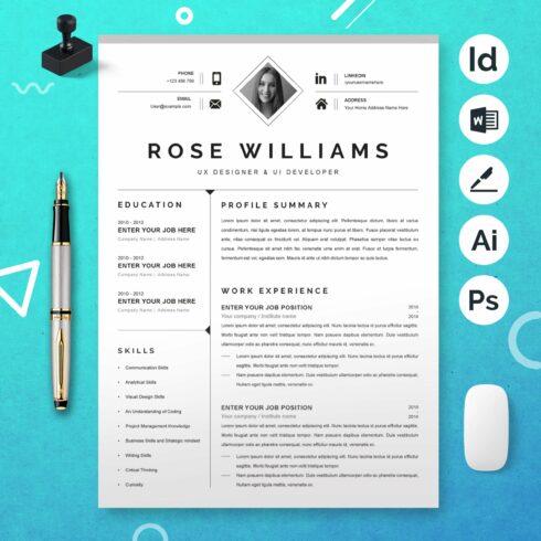 Modern Resume/CV Template for Word cover image.