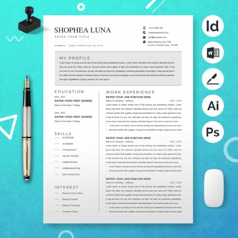 Black Clean Resume Template 2021 cover image.