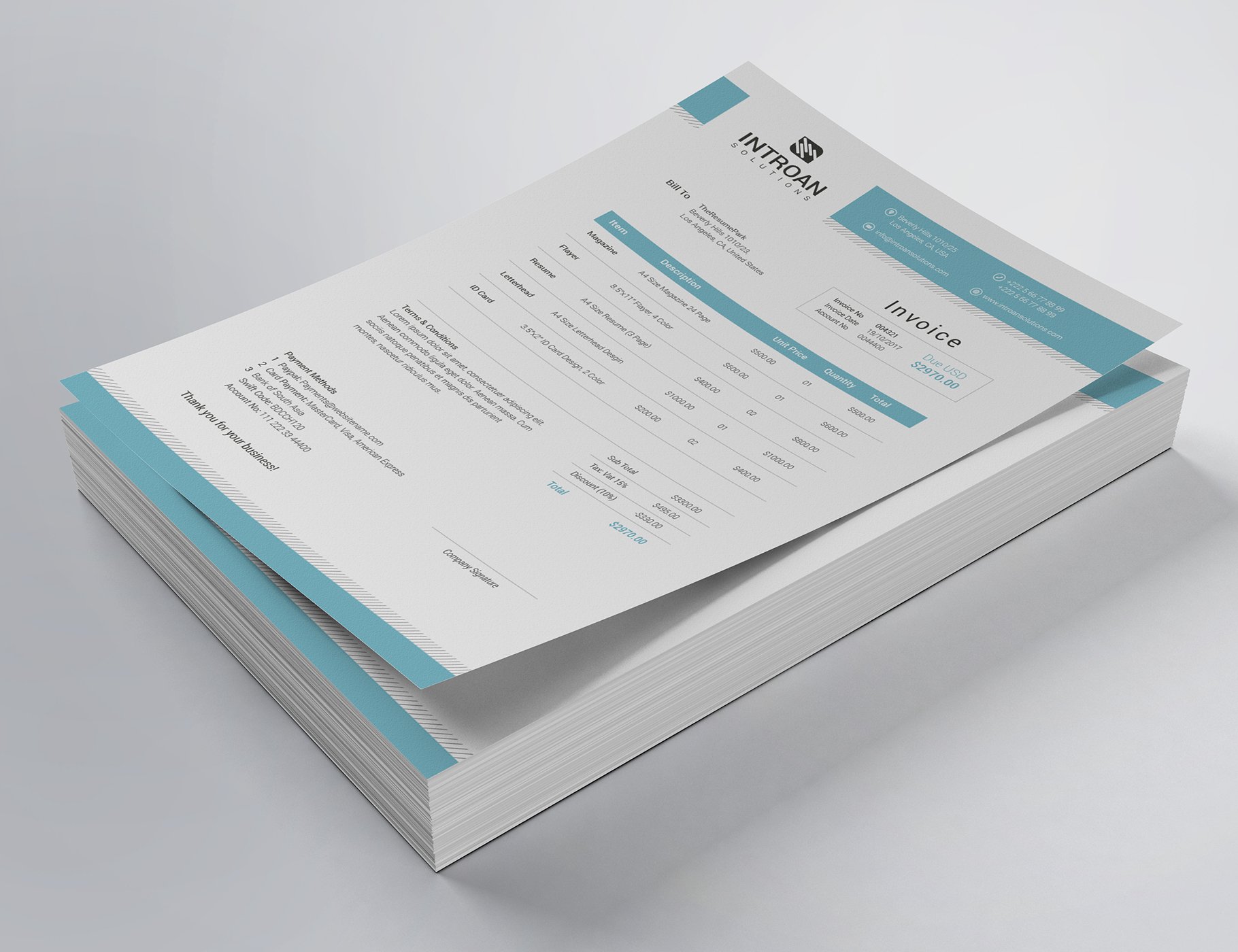 Clean Invoice Template cover image.