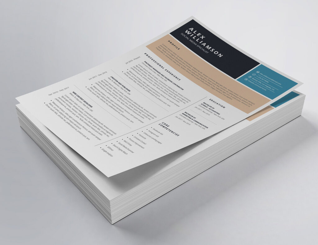 Clean Resume/CV Pattern - MasterBundles