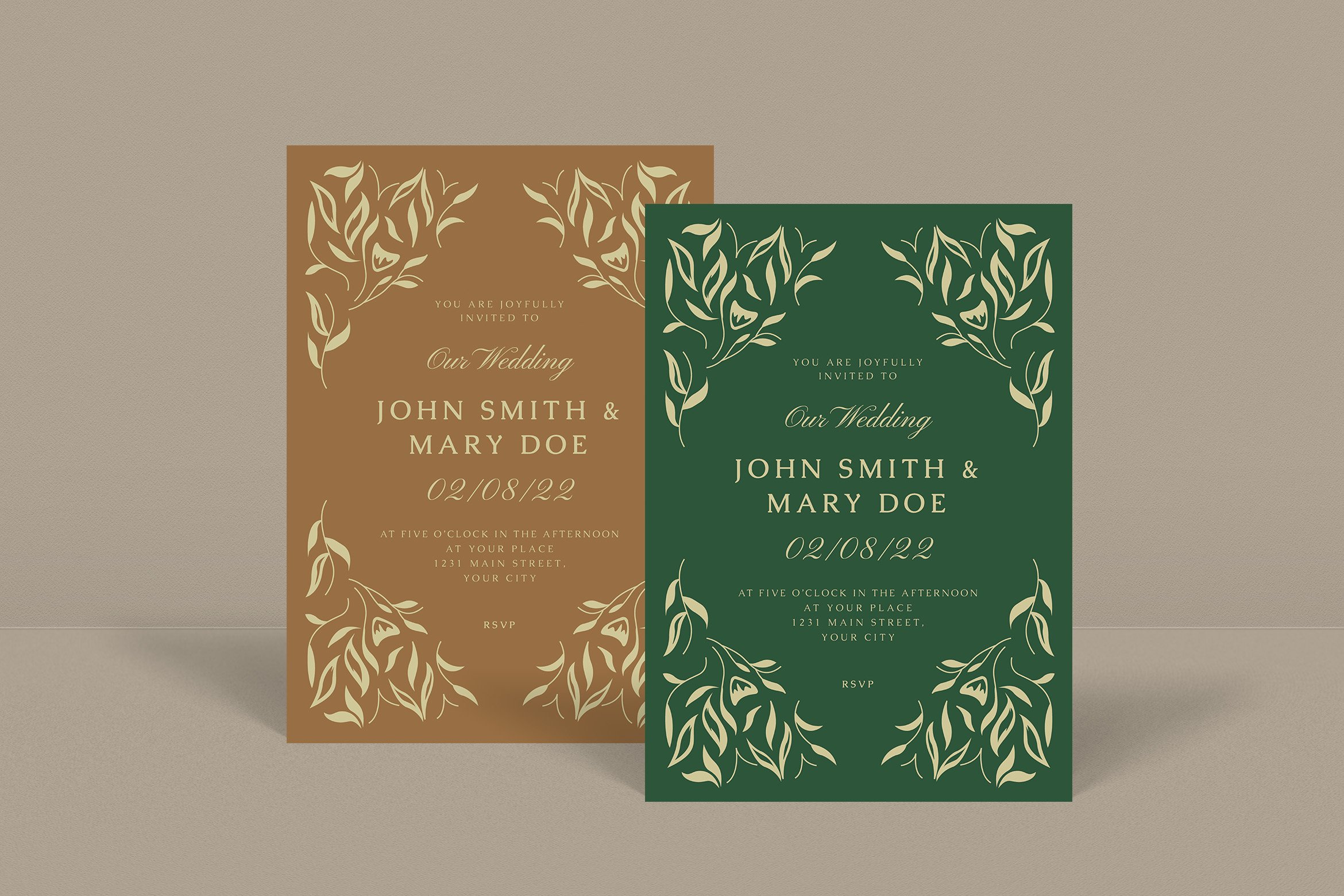 Vintage Leaf Wedding Invitation cover image.