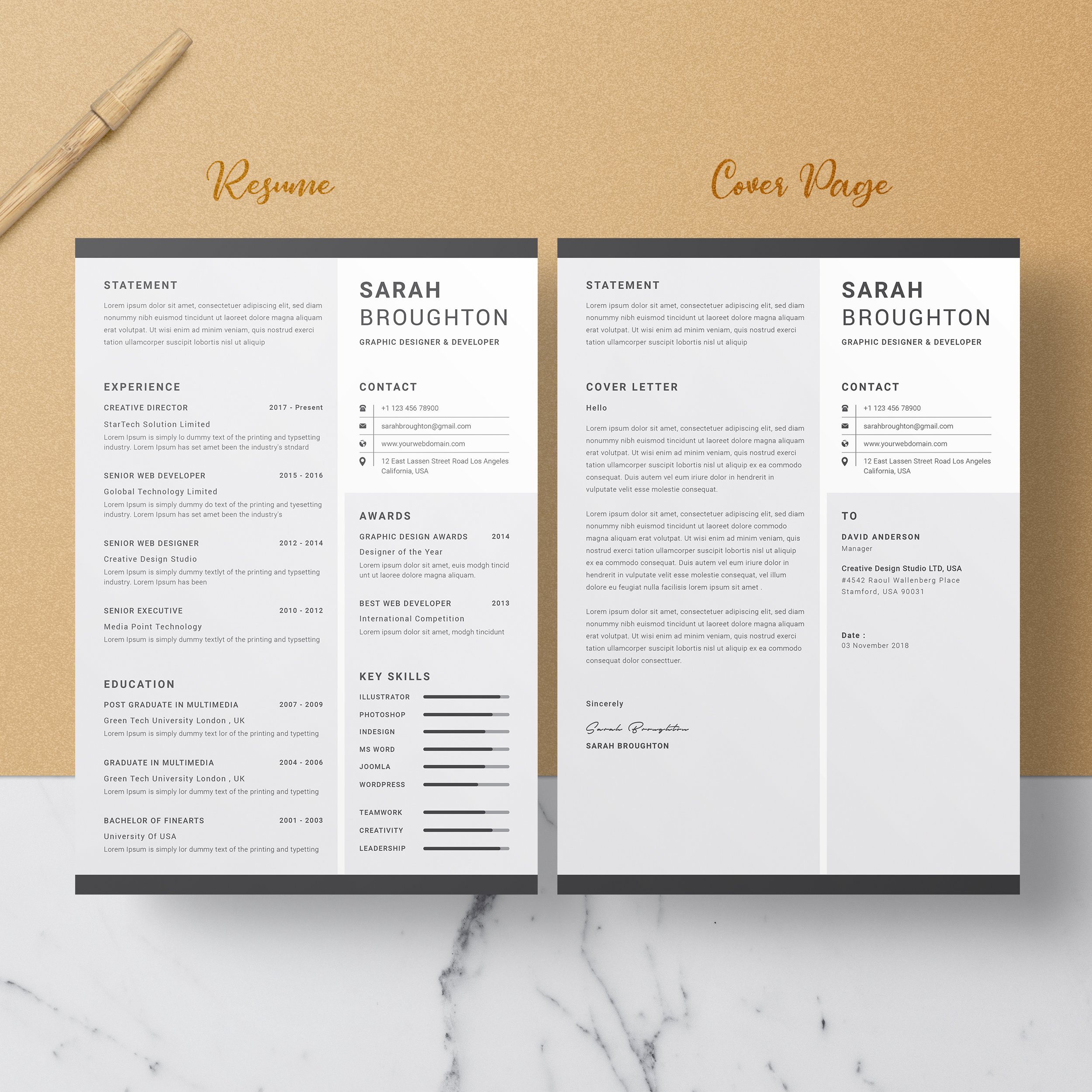 Resume/CV Template preview image.