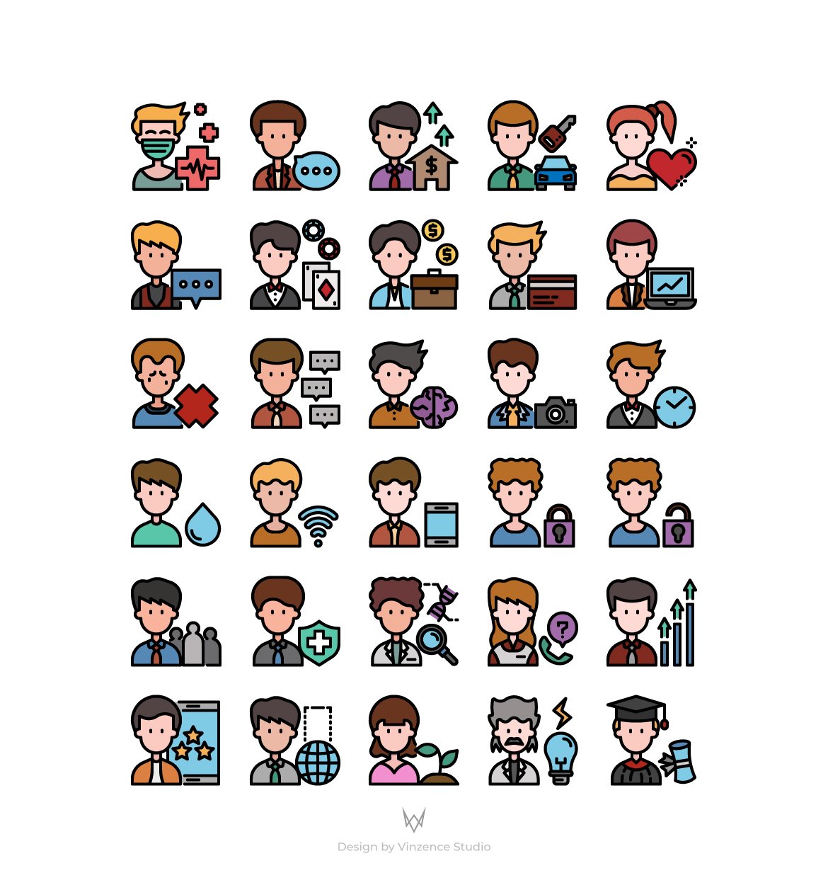 30 User Avatar Icon Sets preview image.