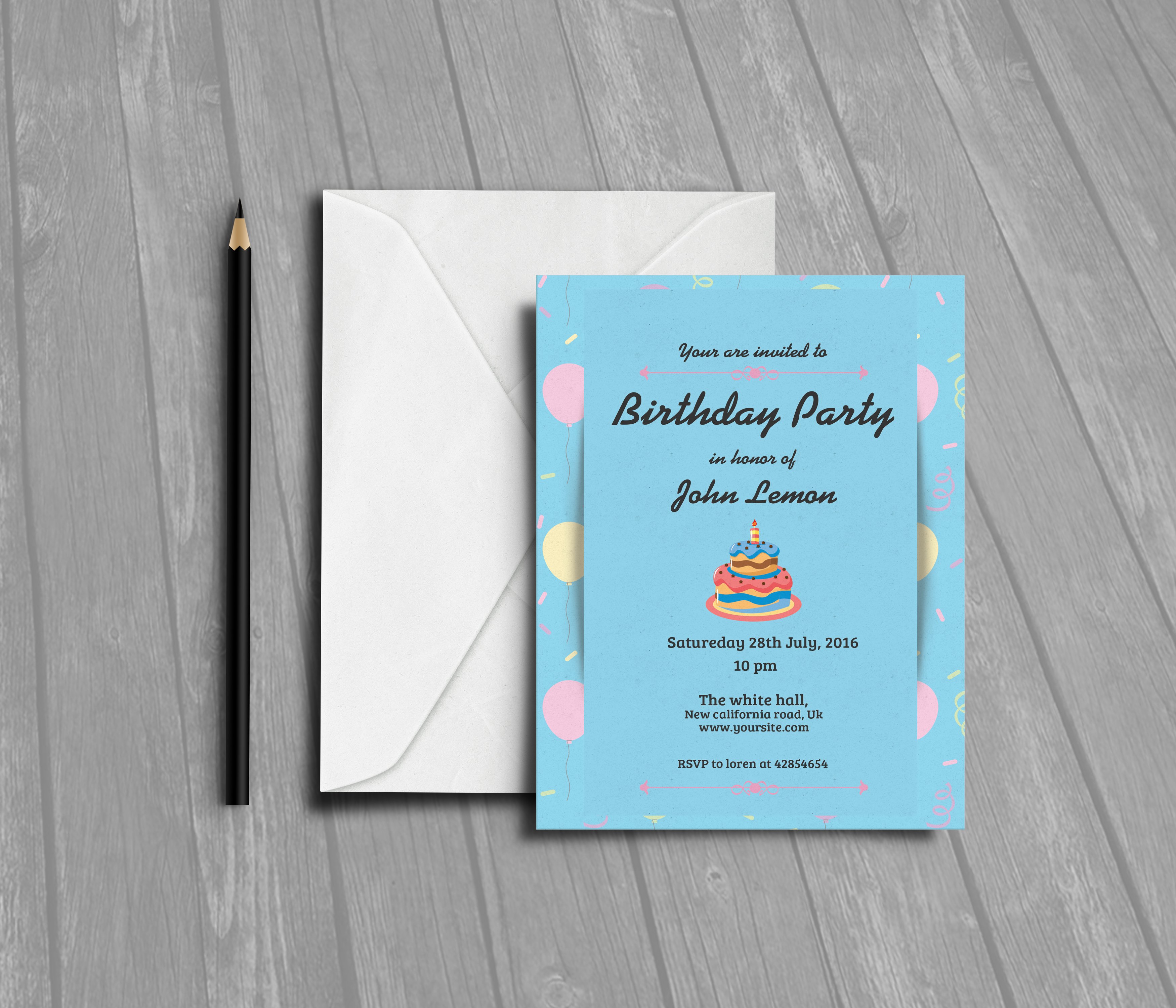 Birthday Party Invitation preview image.