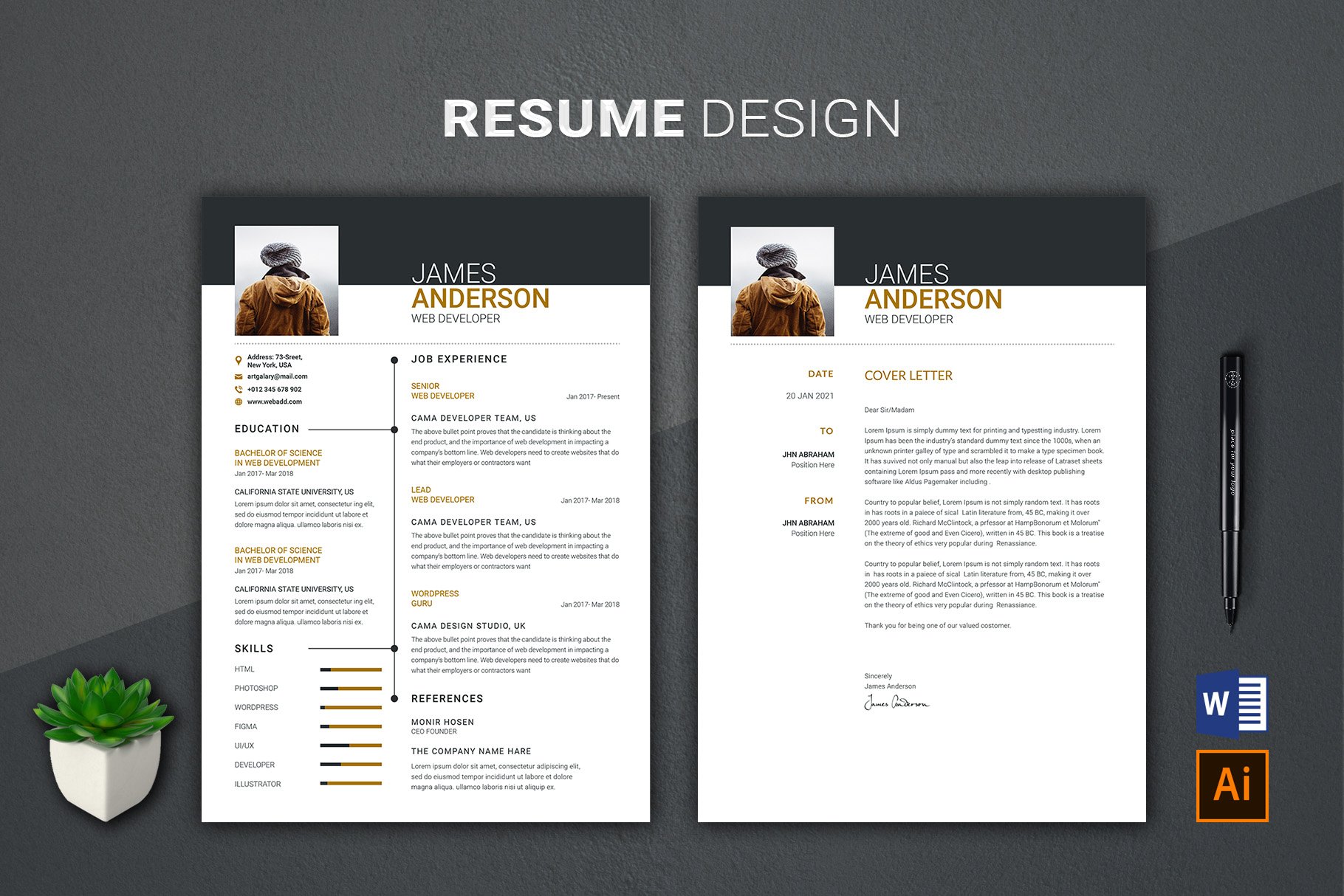 Resume Template Word preview image.