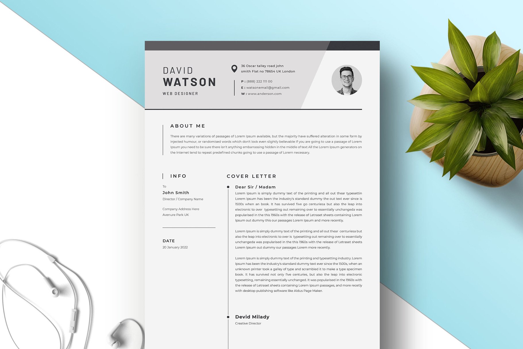 Resume Template preview image.