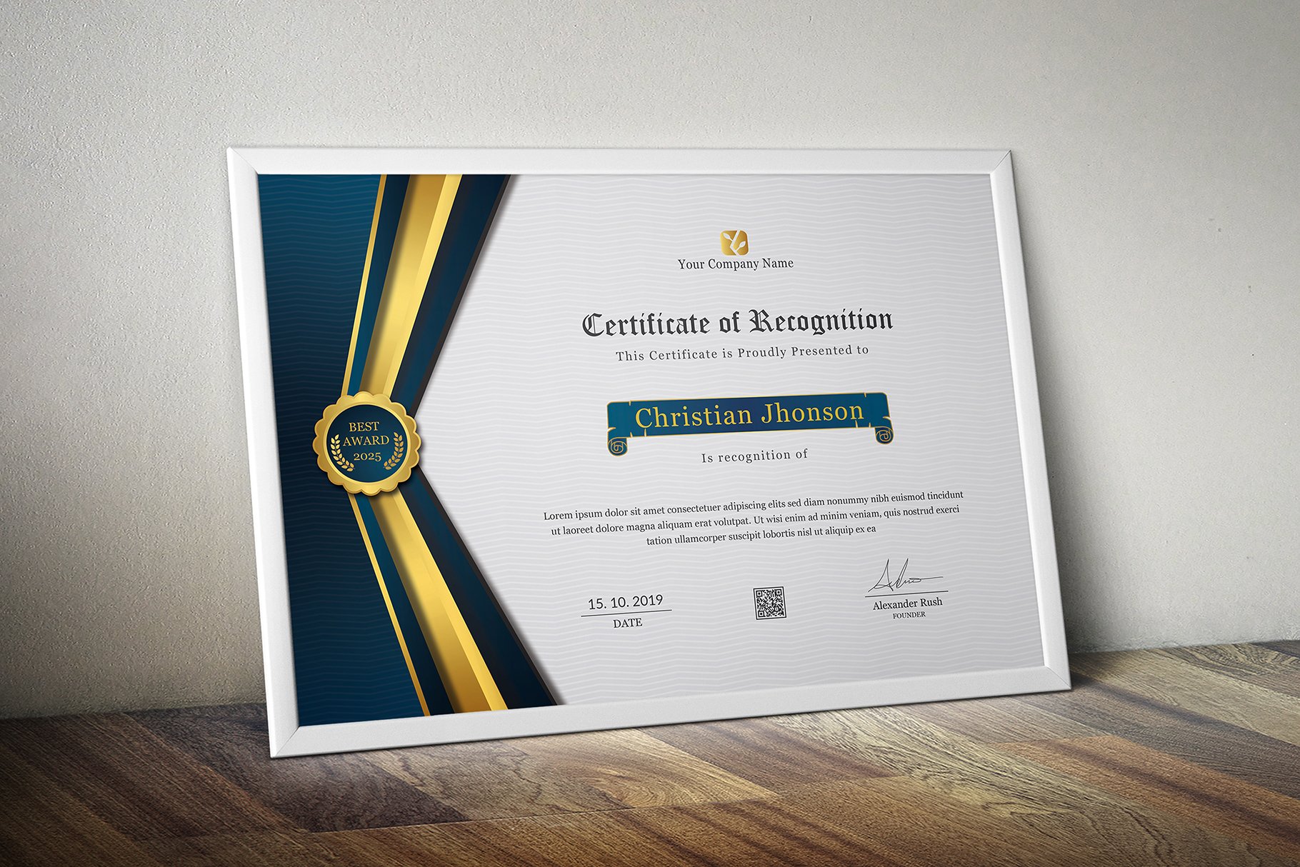 Certificate preview image.