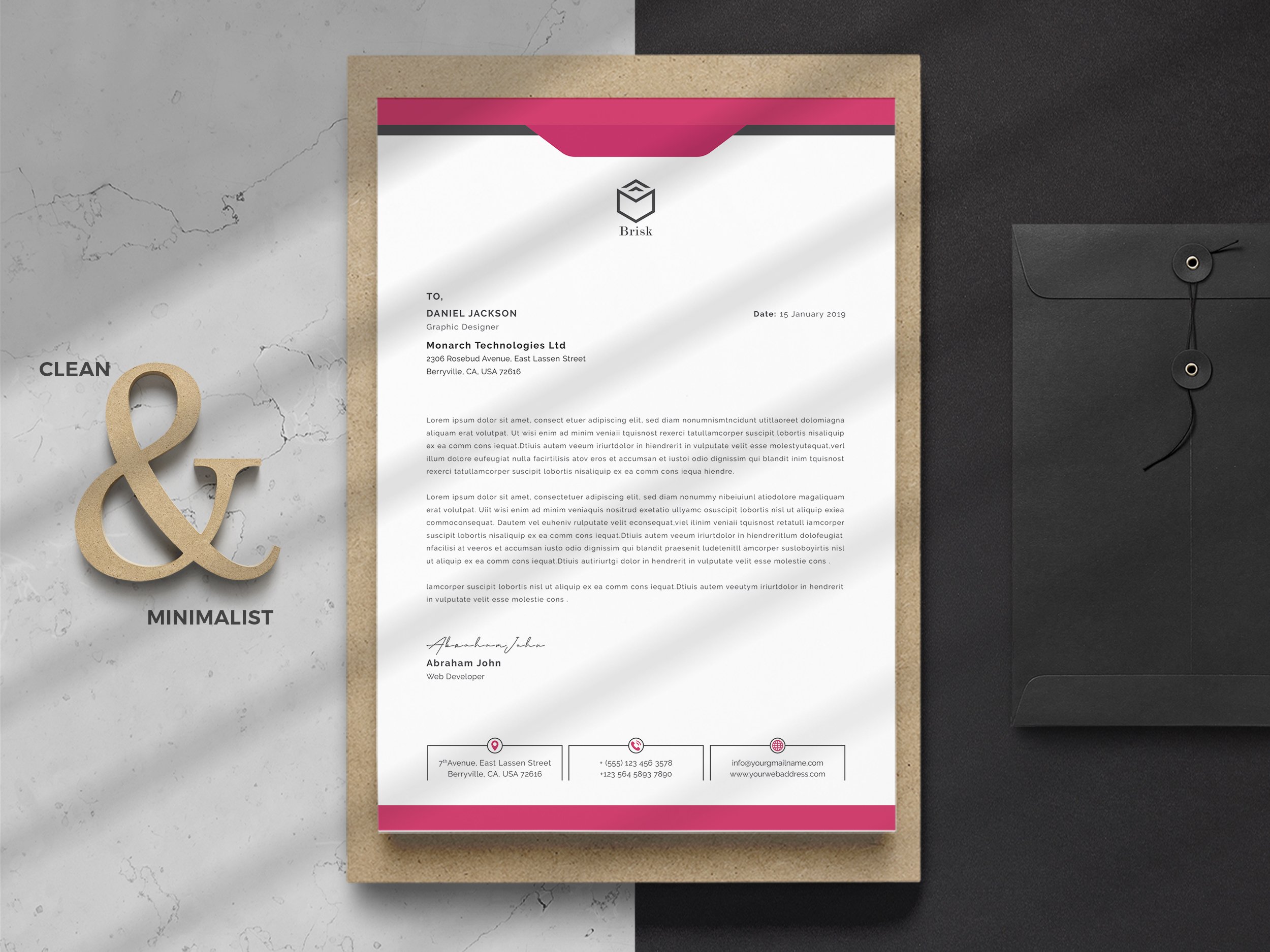 Clean Letterhead Word preview image.