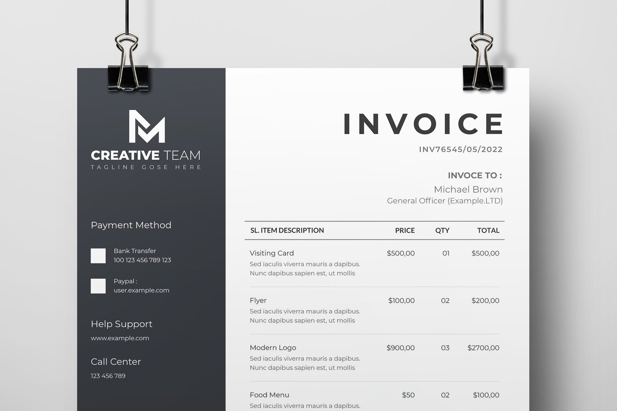 Invoice Template Layout preview image.