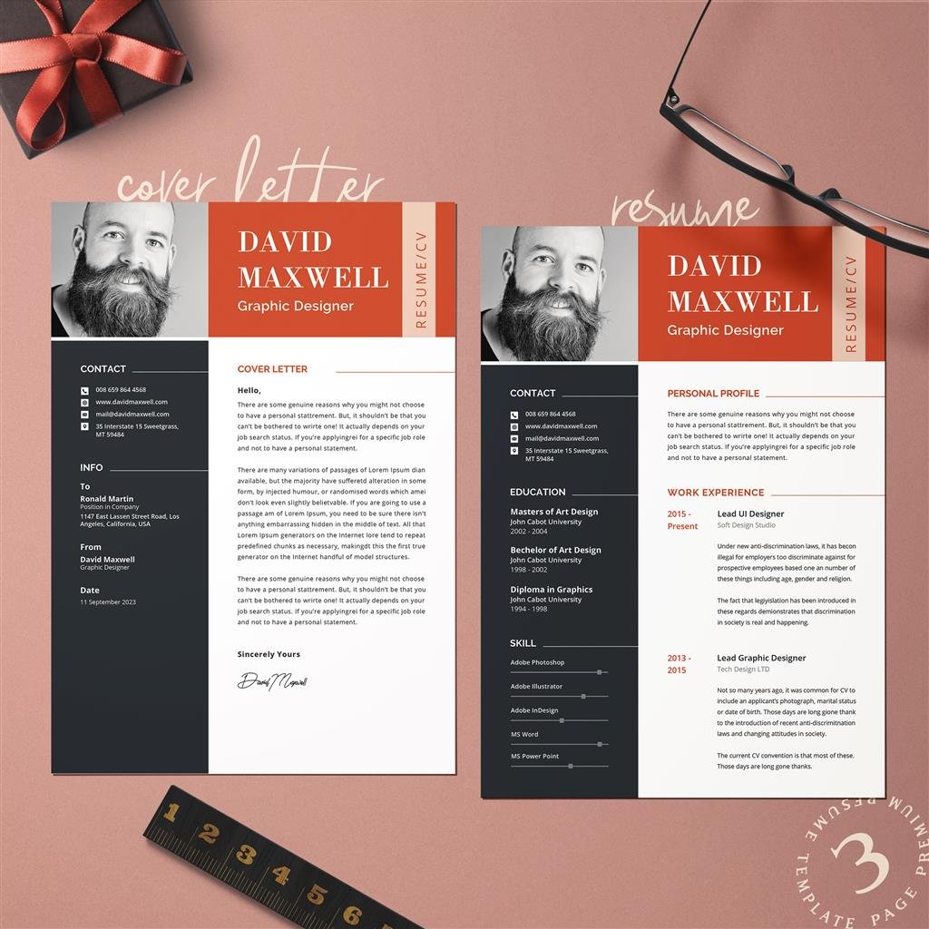 2 Pages Resume/CV Word preview image.