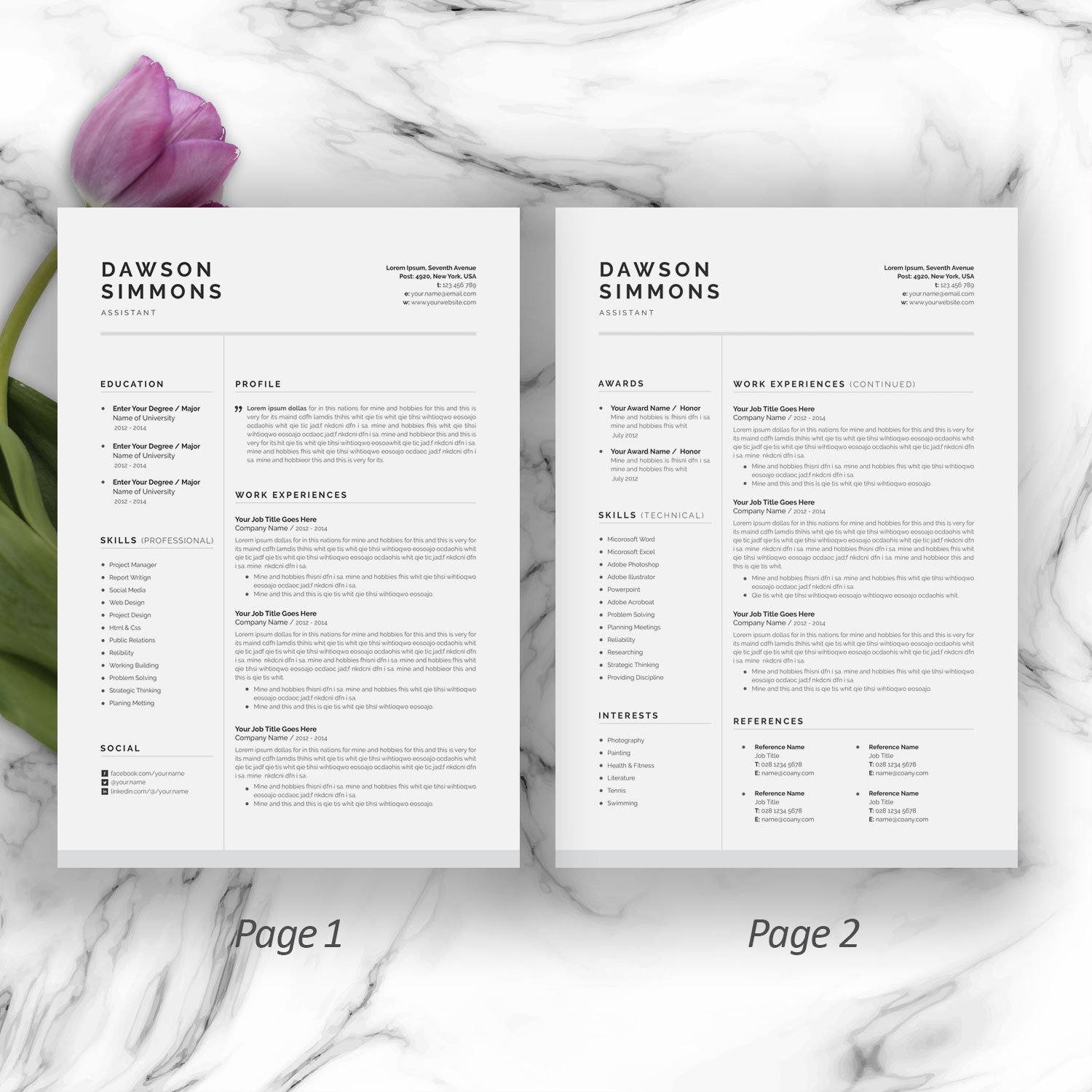 Resume Template 3 Page | CV Template preview image.