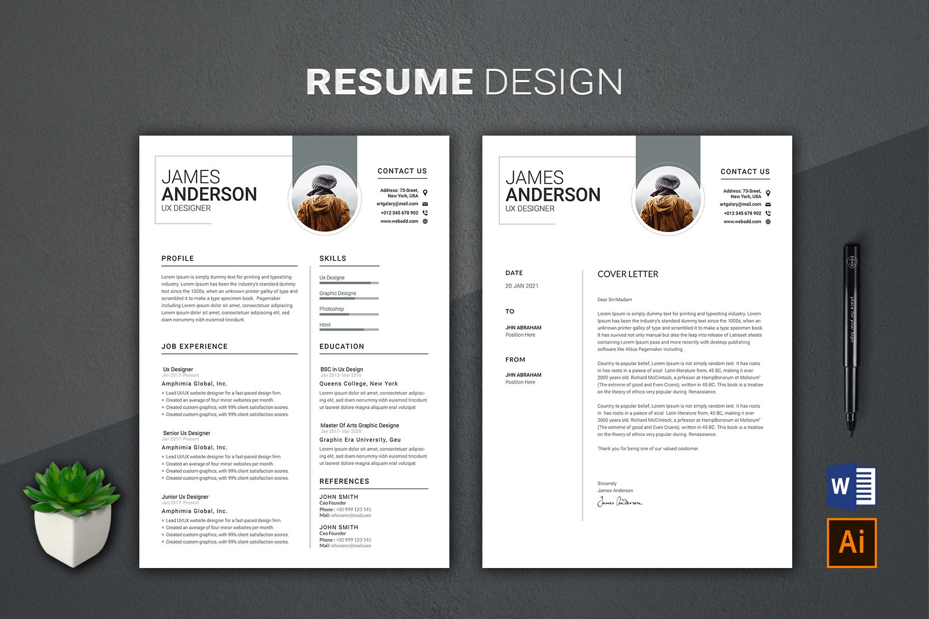 Resume MS Word preview image.