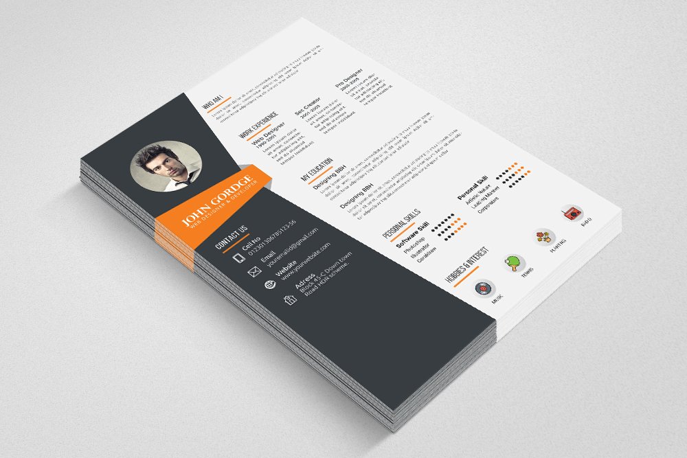 Word CV Resume Template preview image.