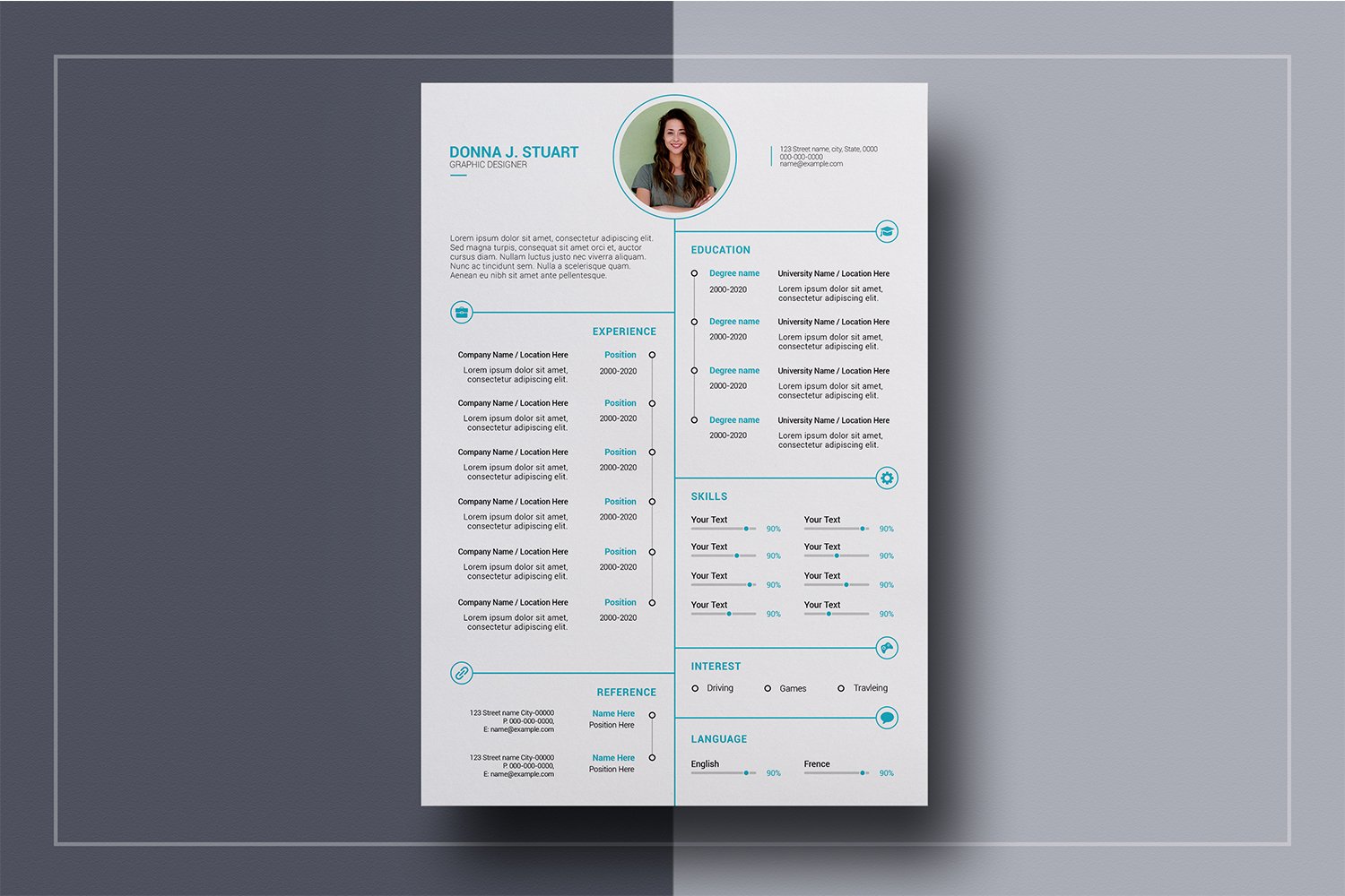 2 Page Resume Template preview image.