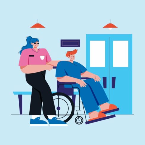 Nurse Pushing Patient's Wheelchair cover image.