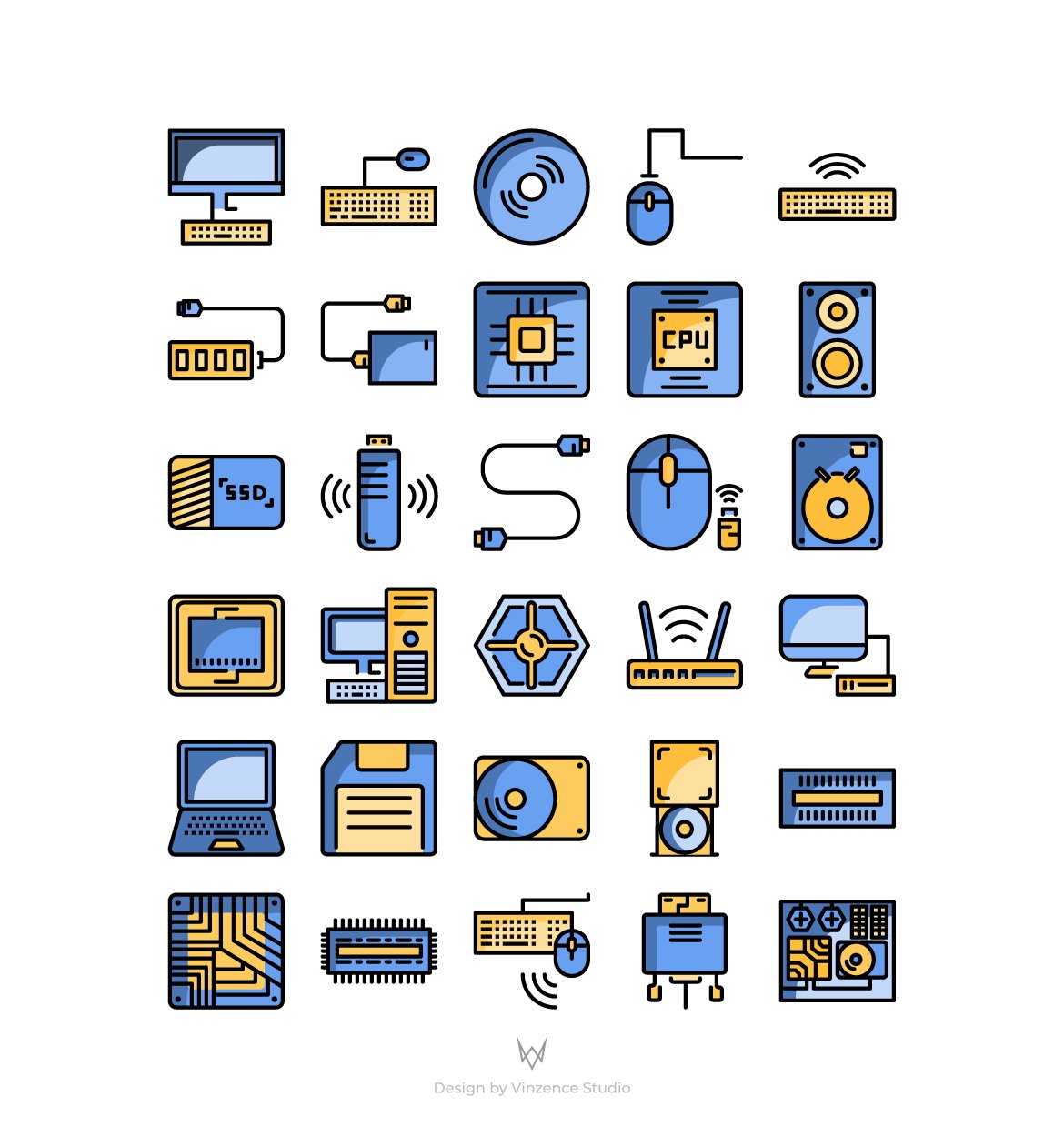 30 Computer Hardware Icon Sets preview image.