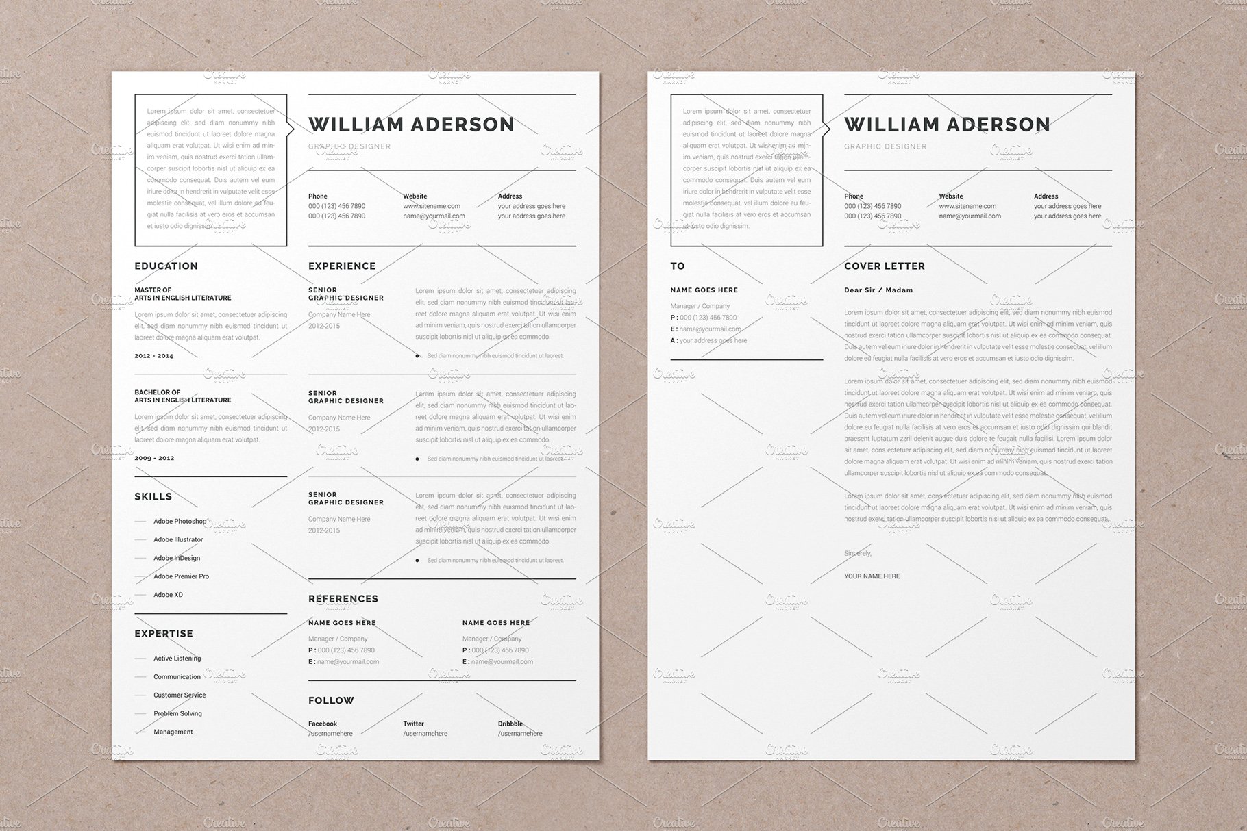 Google docs Resume Template preview image.