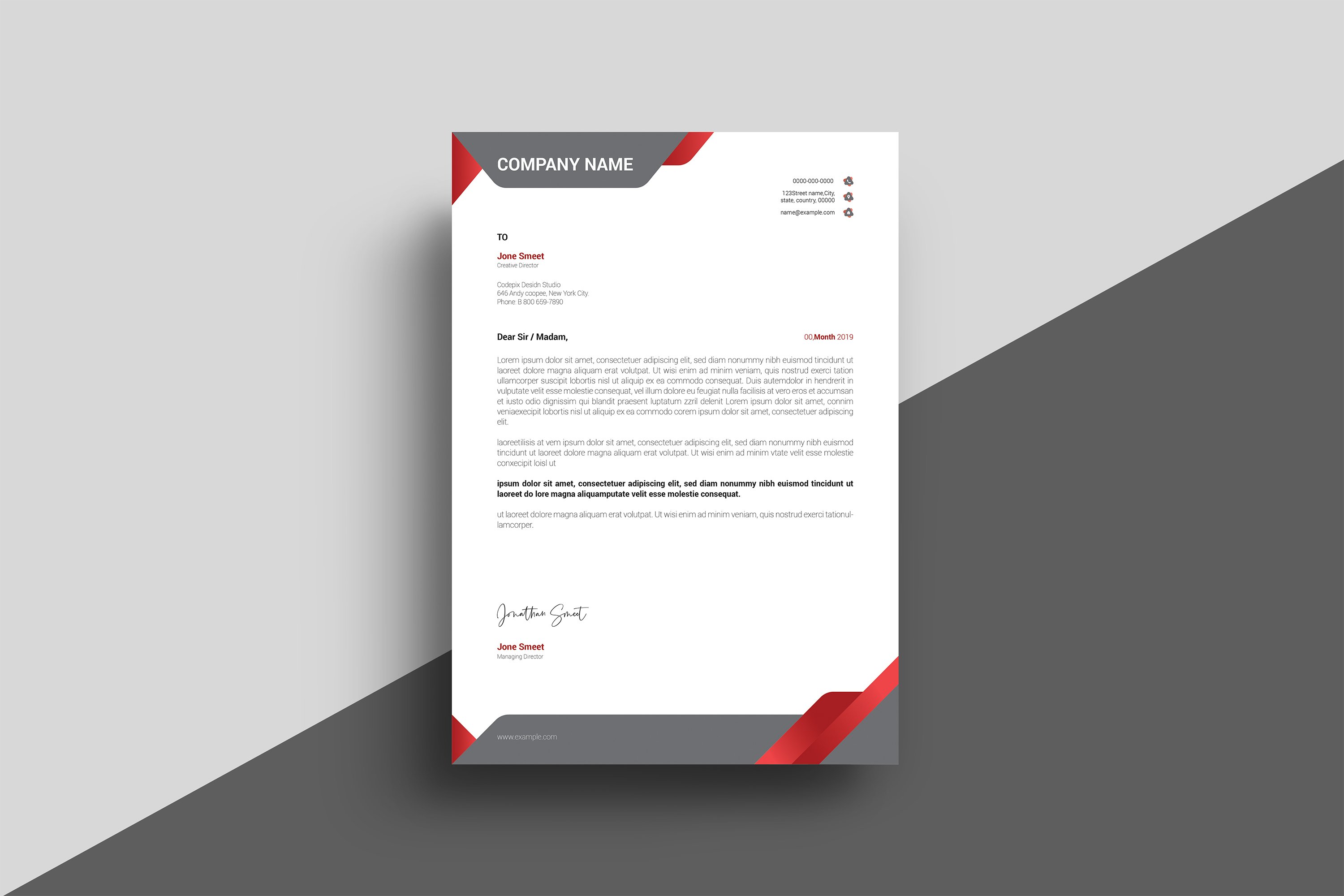 Corporate Letterhead Template preview image.