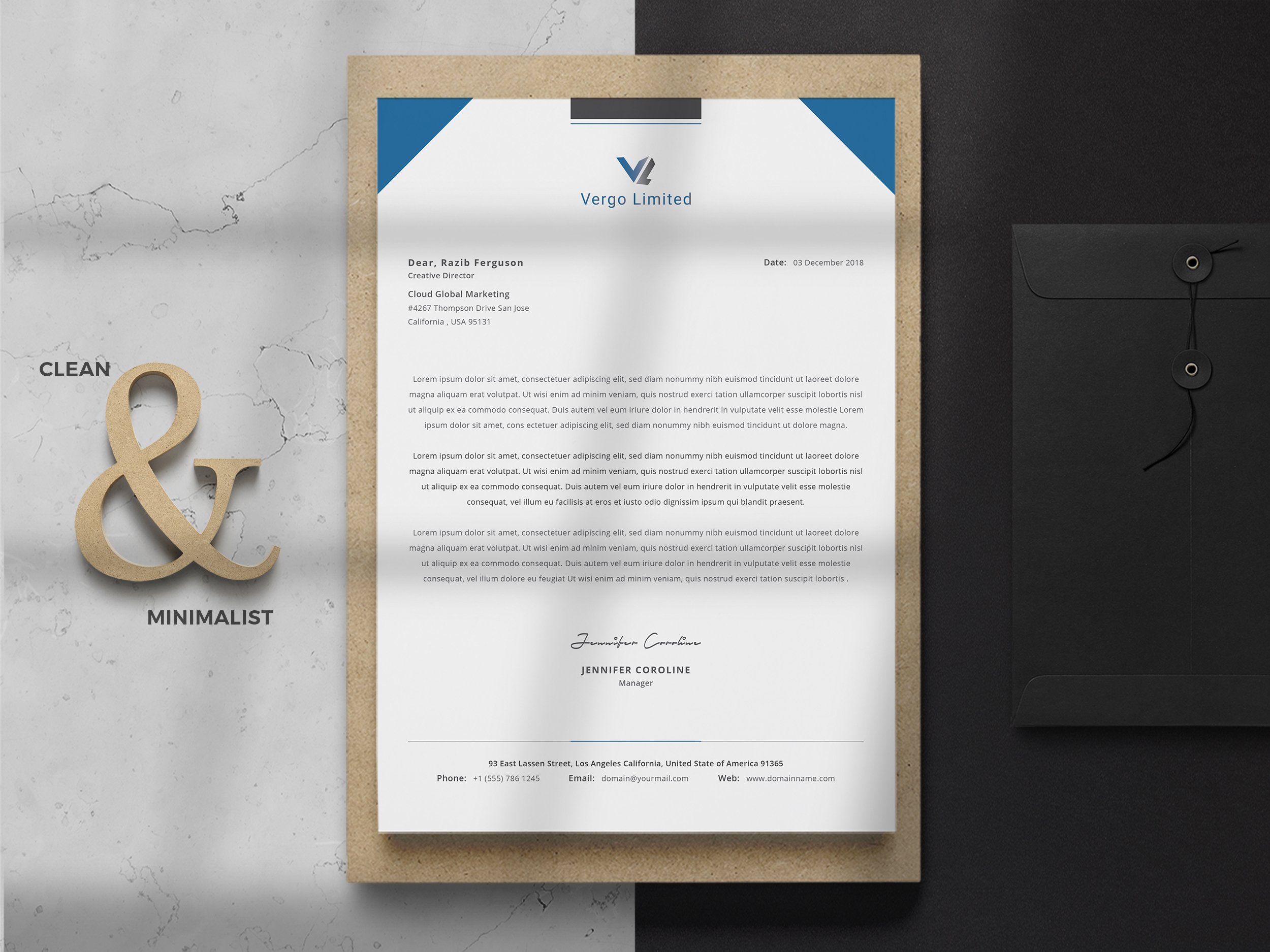 Clean Letterhead Word preview image.