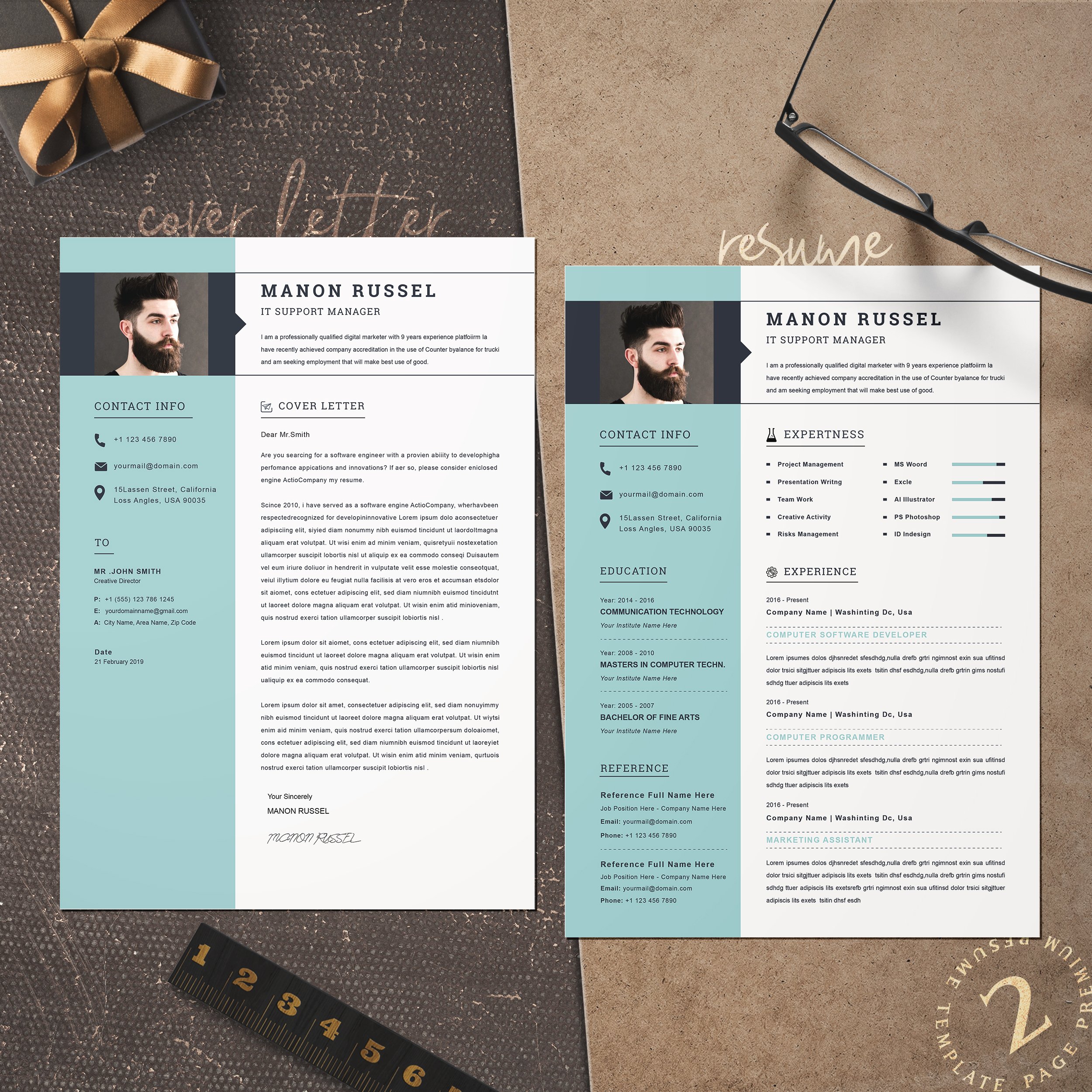 Modern Resume Template / CV preview image.