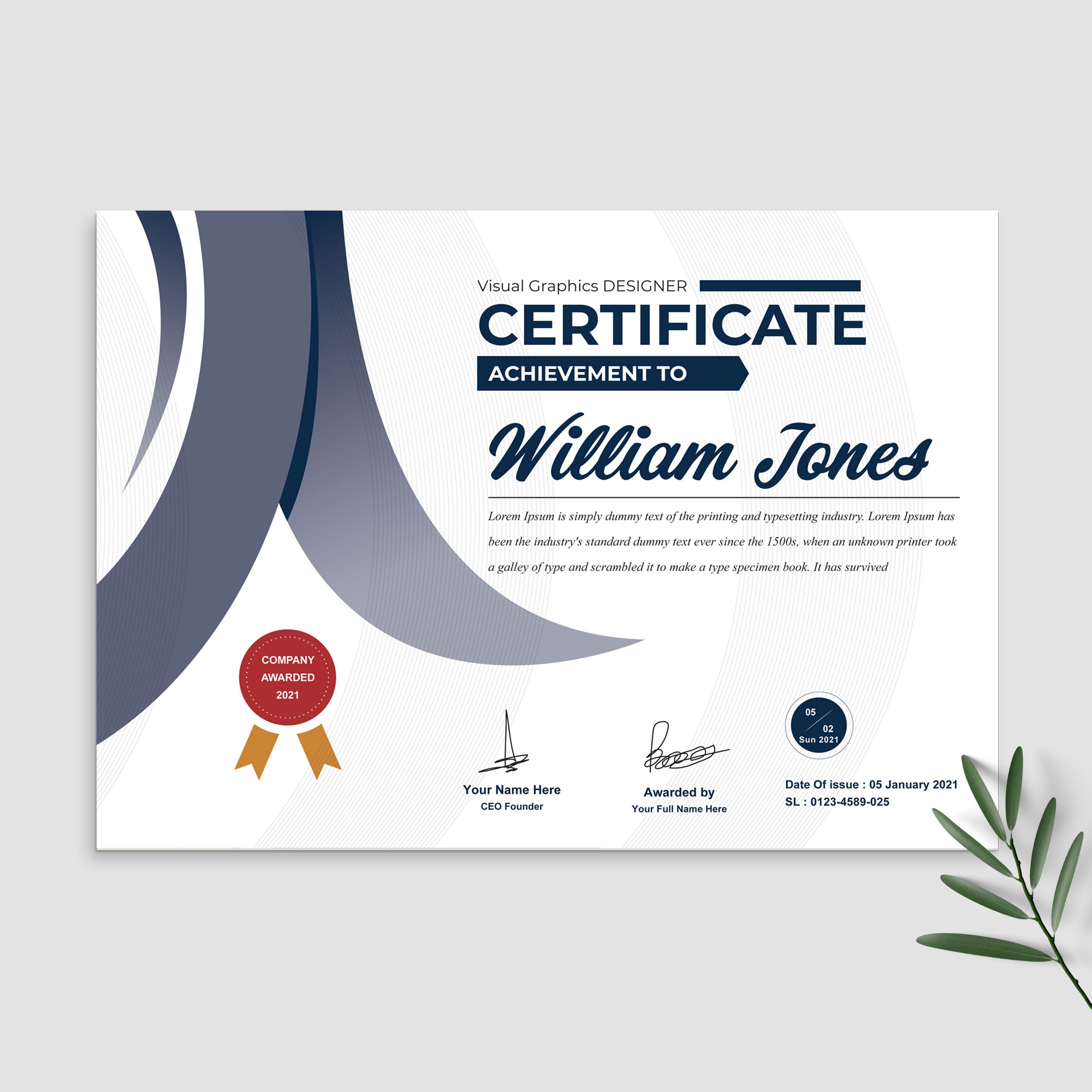 Certificate Template Design preview image.