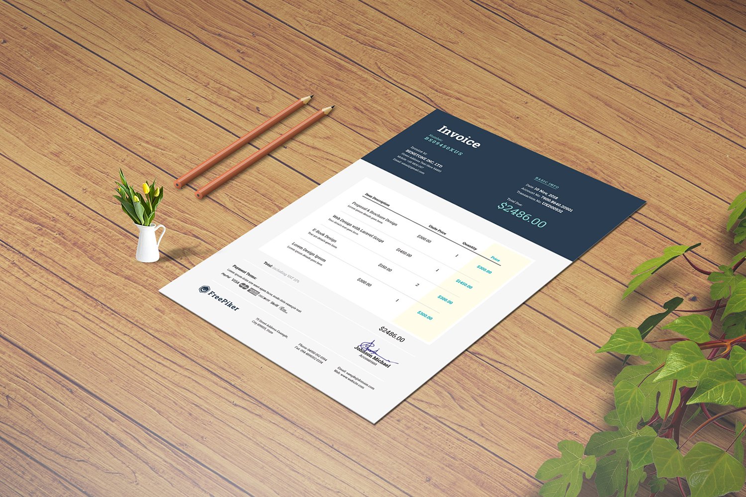 Minimal Excel Invoice preview image.