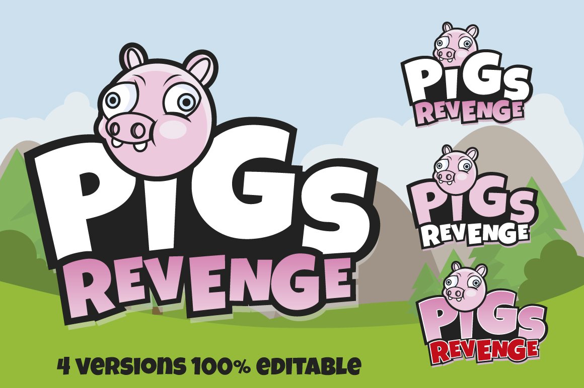 PigsRevenge! Game App Logo Template preview image.