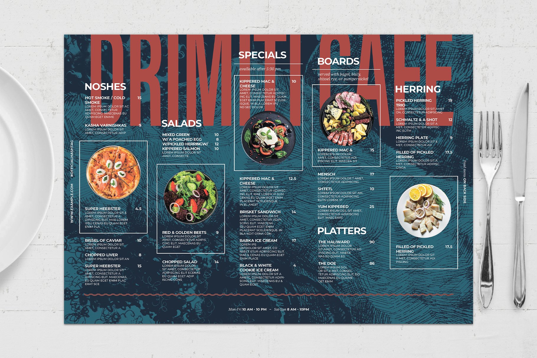 Restaurant Placemat Menu Template cover image.