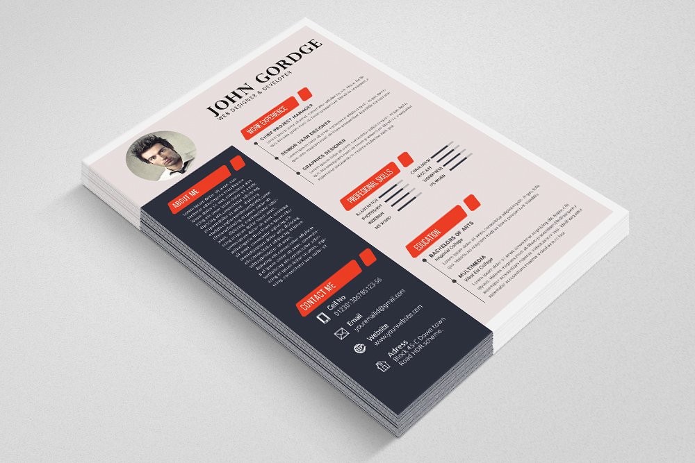 Job CV Resume Word Template preview image.