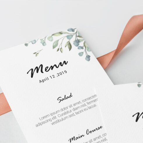 Wedding Menu card cover image.