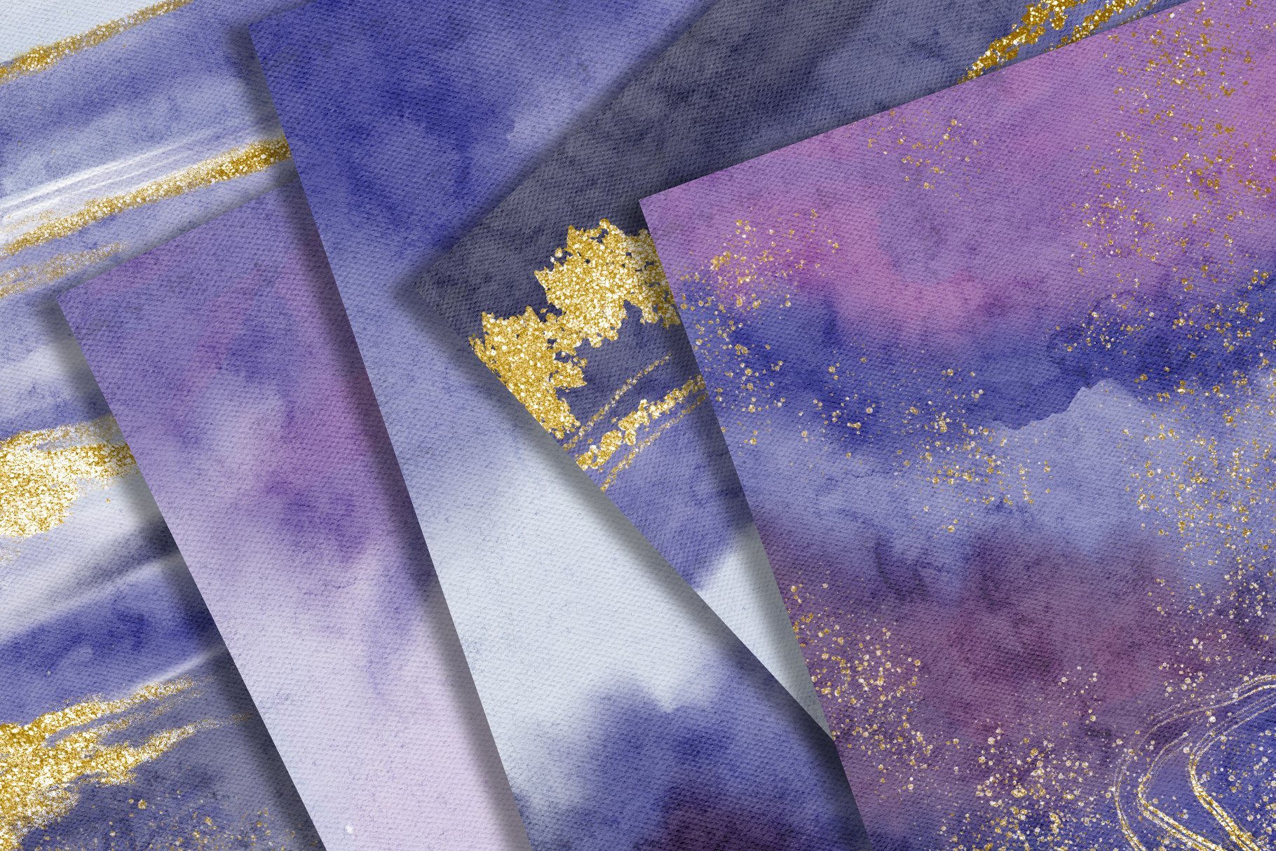 Golden Purple Watercolor backgrounds preview image.