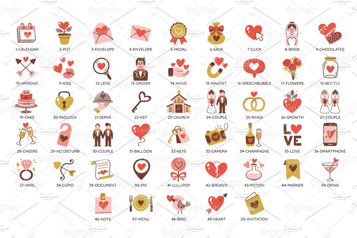Wedding and Love Icon Collection preview image.