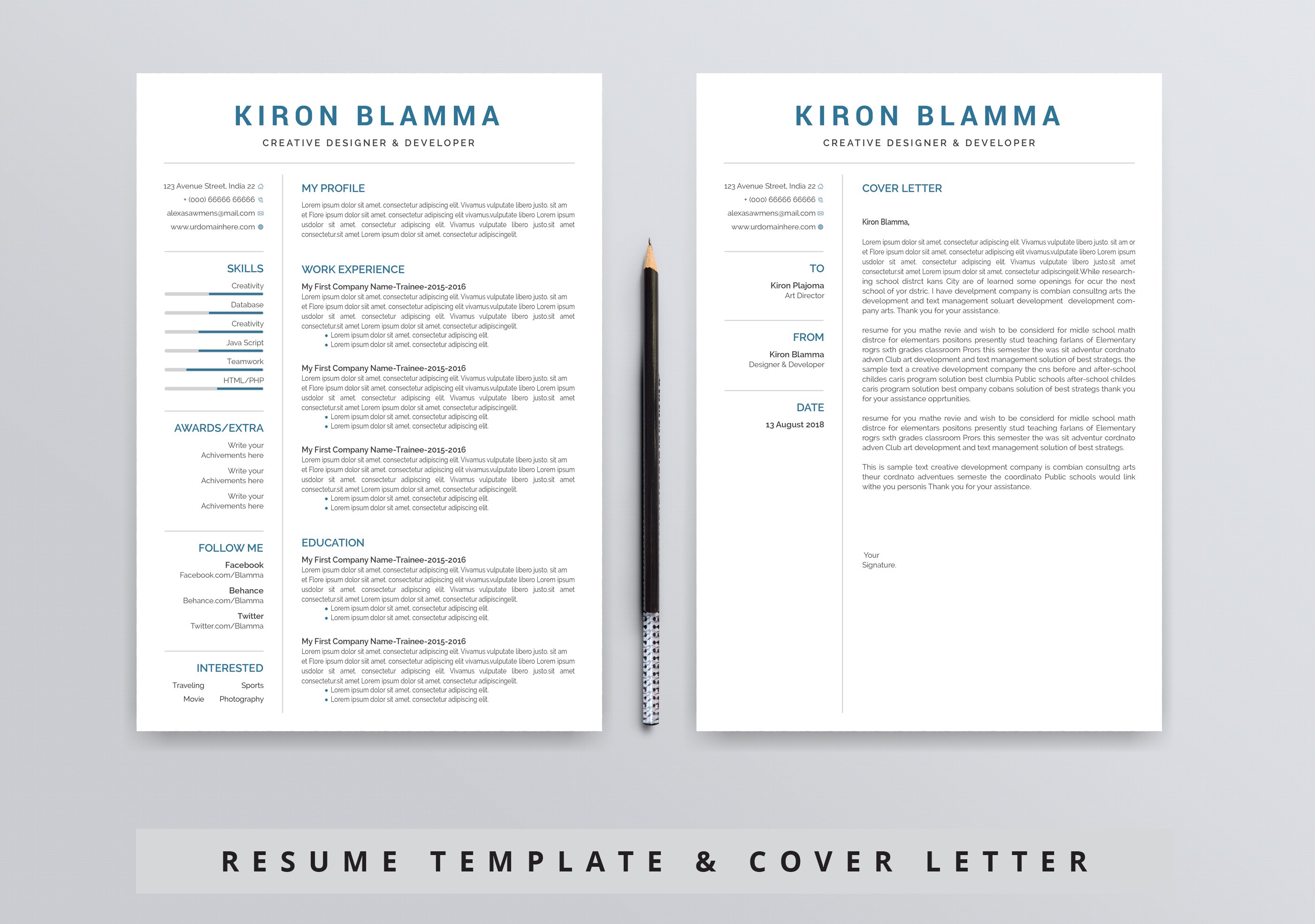 Resume Template & Business Card preview image.