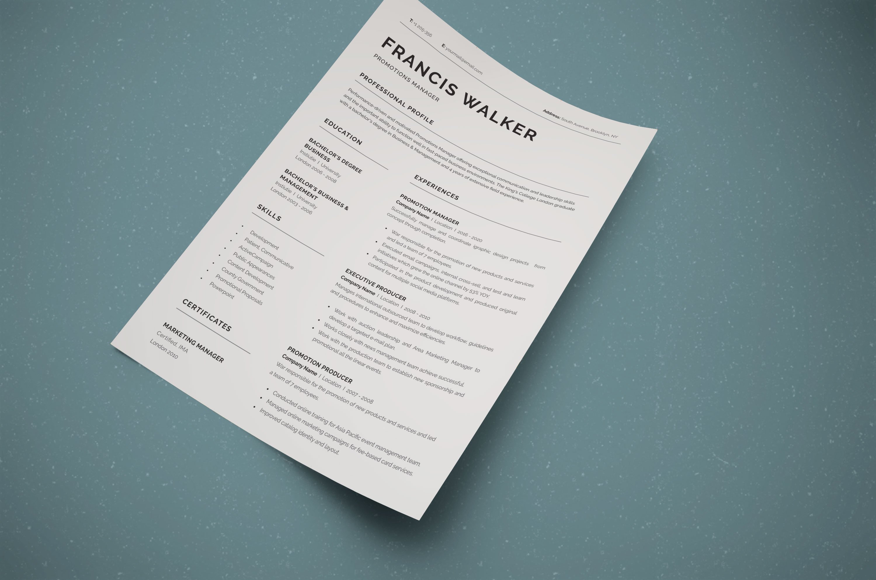 Resume/CV preview image.