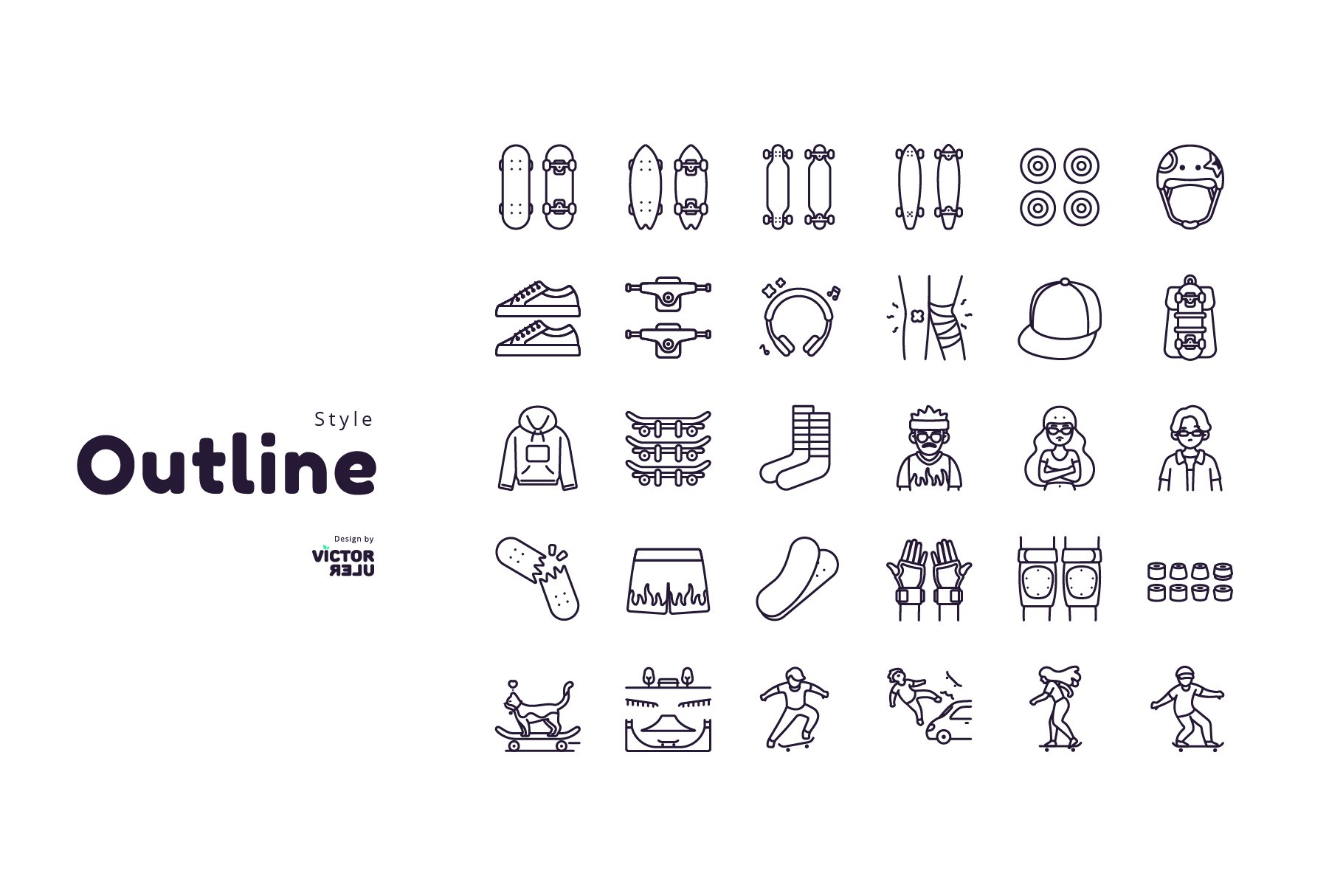 30 Icons Skateboard preview image.