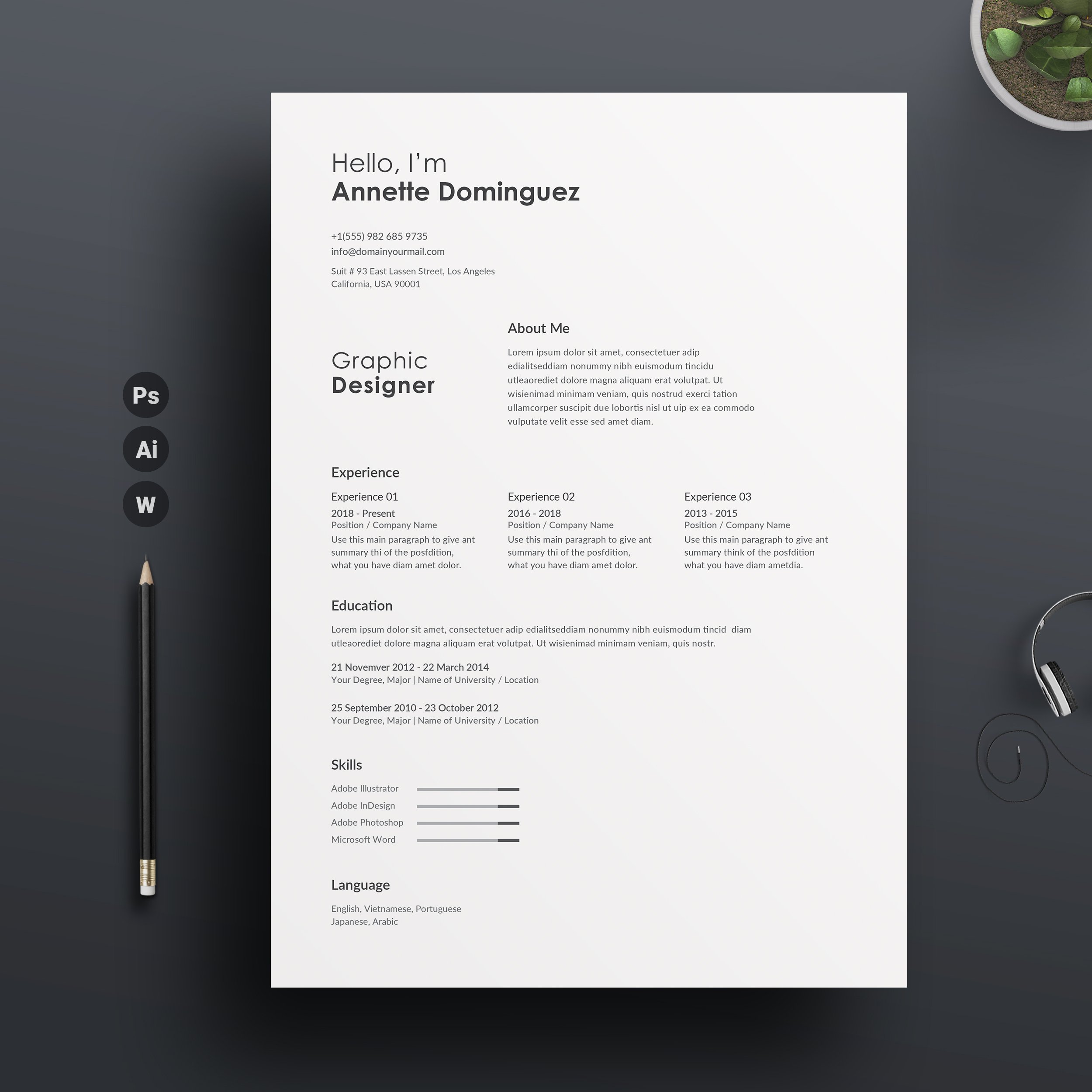 Clean Resume Word preview image.