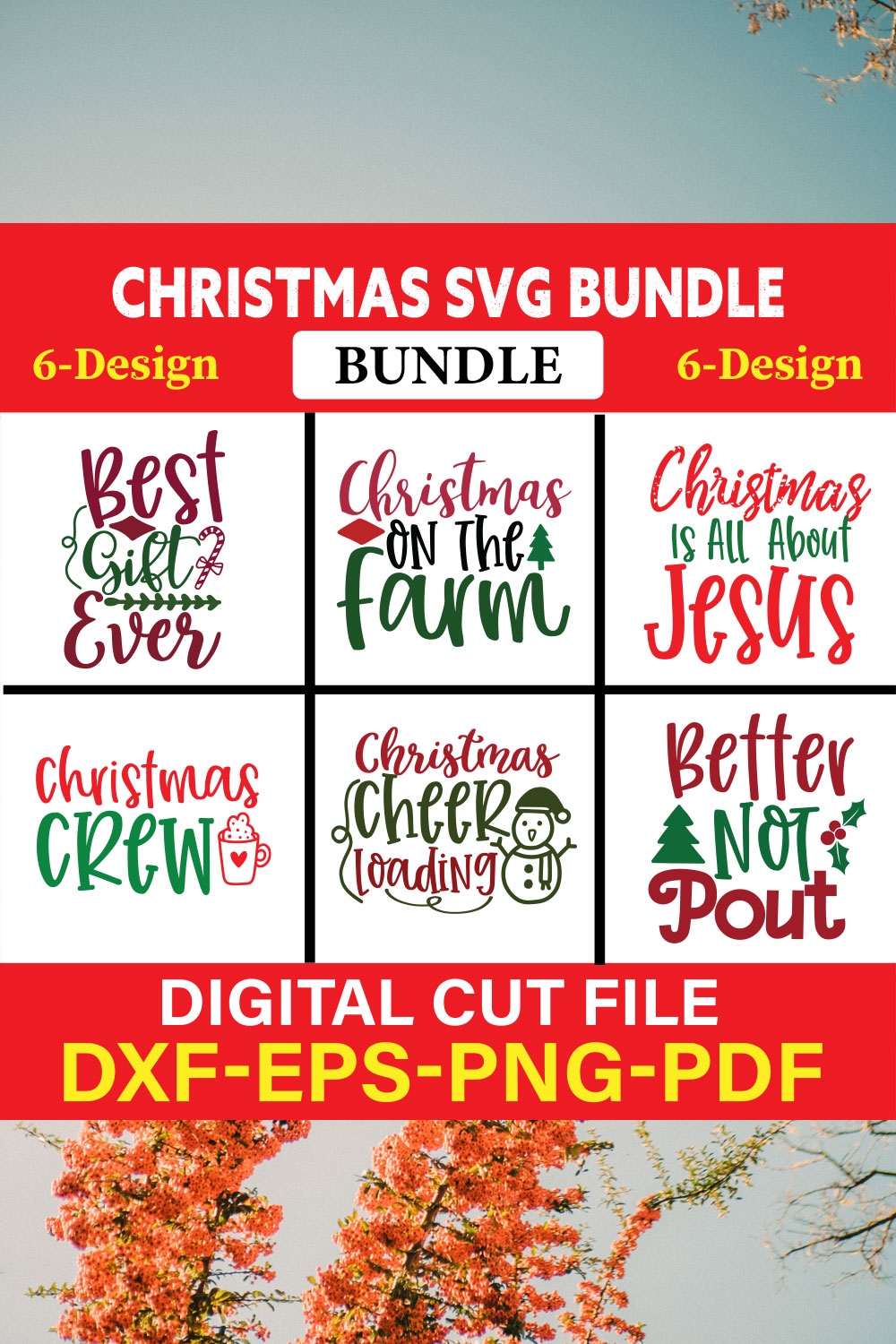 Christmas T-shirt Design Bundle Vol-10 pinterest preview image.