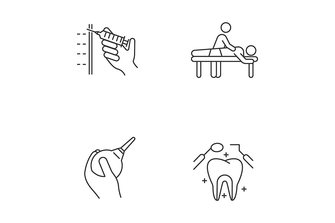 Medical procedure linear icons set cover image.