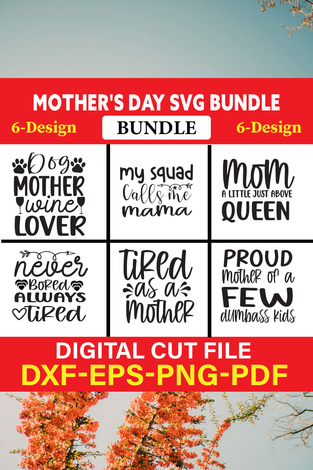 Mother's Day T-shirt Design Bundle Vol-9 pinterest preview image.