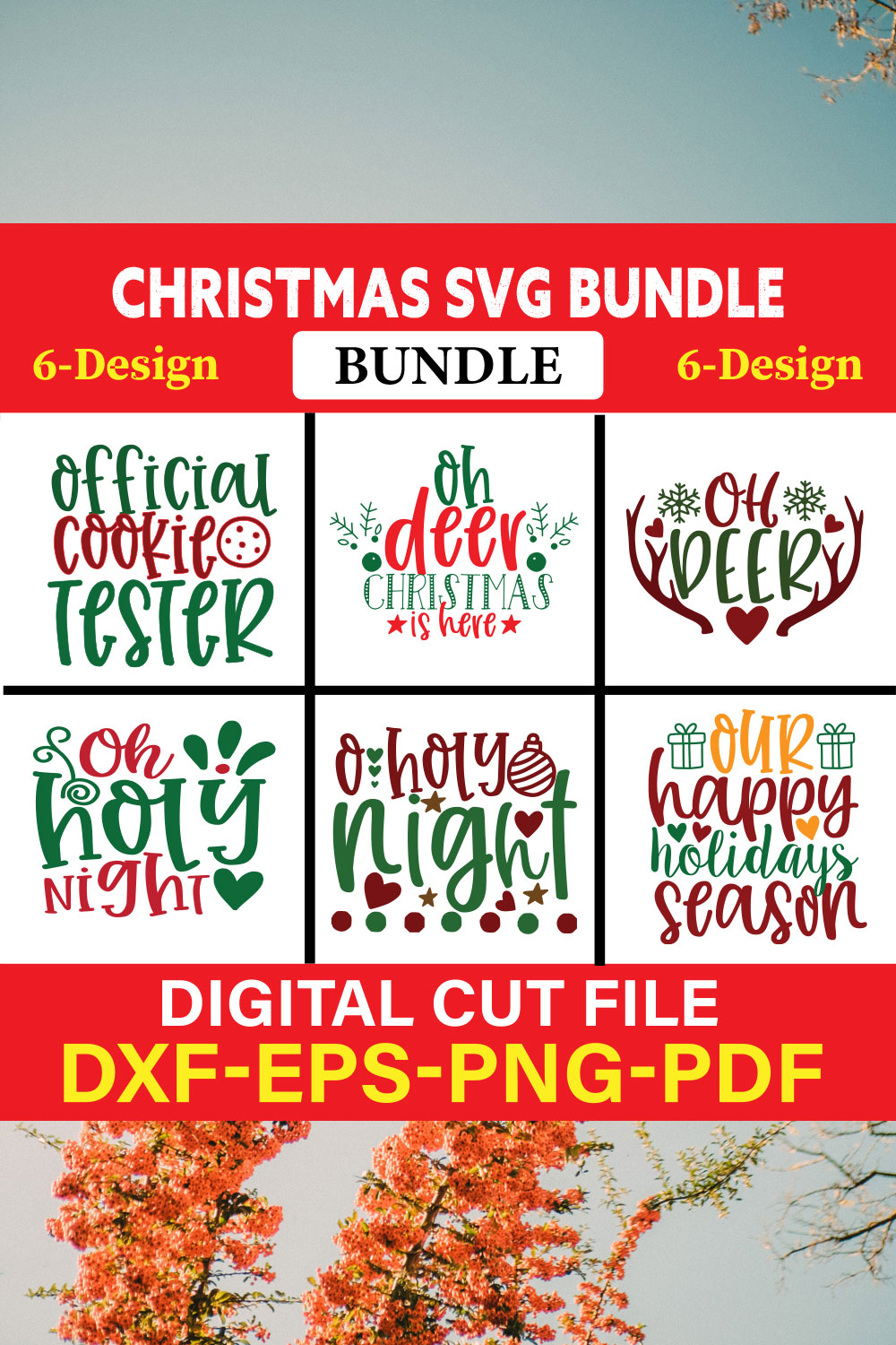 Christmas T-shirt Design Bundle Vol-44 pinterest preview image.