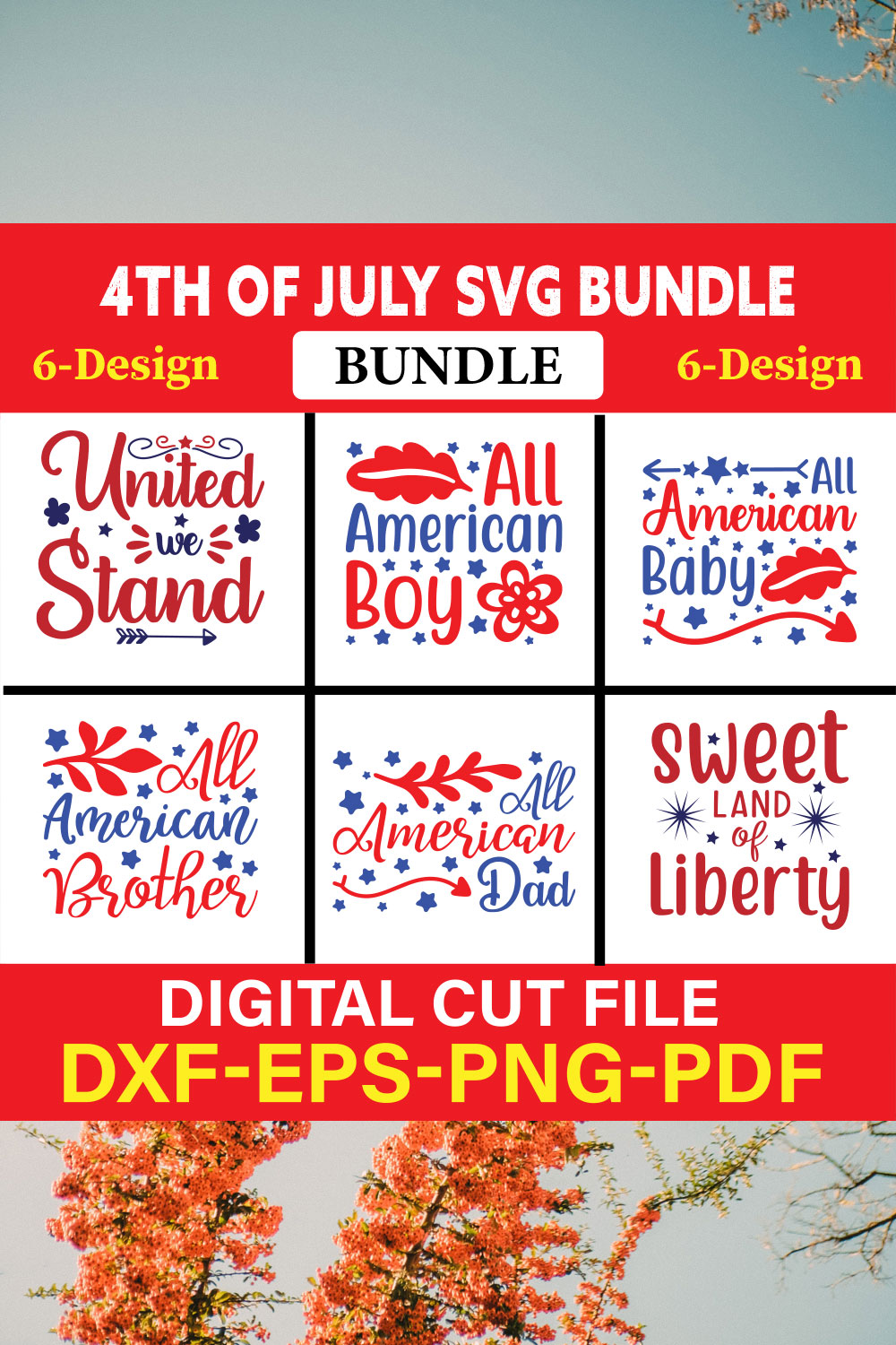 4th Of July T-shirt Design Bundle Vol-4 pinterest preview image.