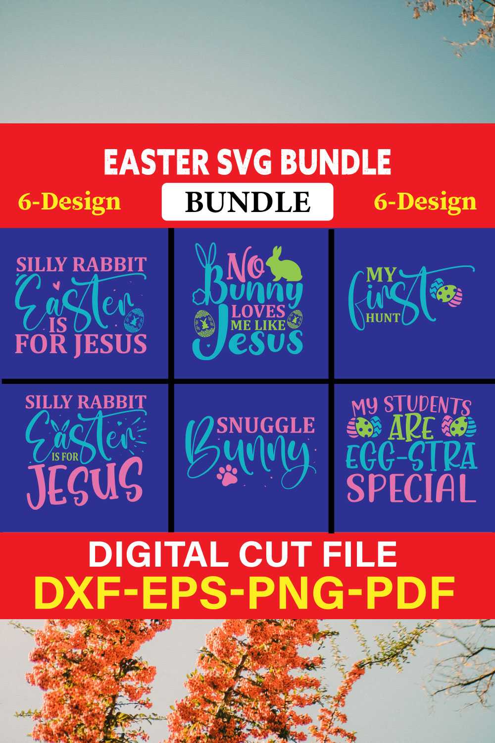 Easter T-shirt Design Bundle Vol-5 pinterest preview image.