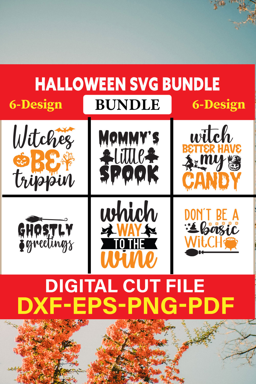 Halloween Svg Bundle, Halloween Bundle, Witch svg, Ghost svg, Pumpkin svg, Halloween Vector, Cricut, Funny Mom Svg Vol-04 pinterest preview image.